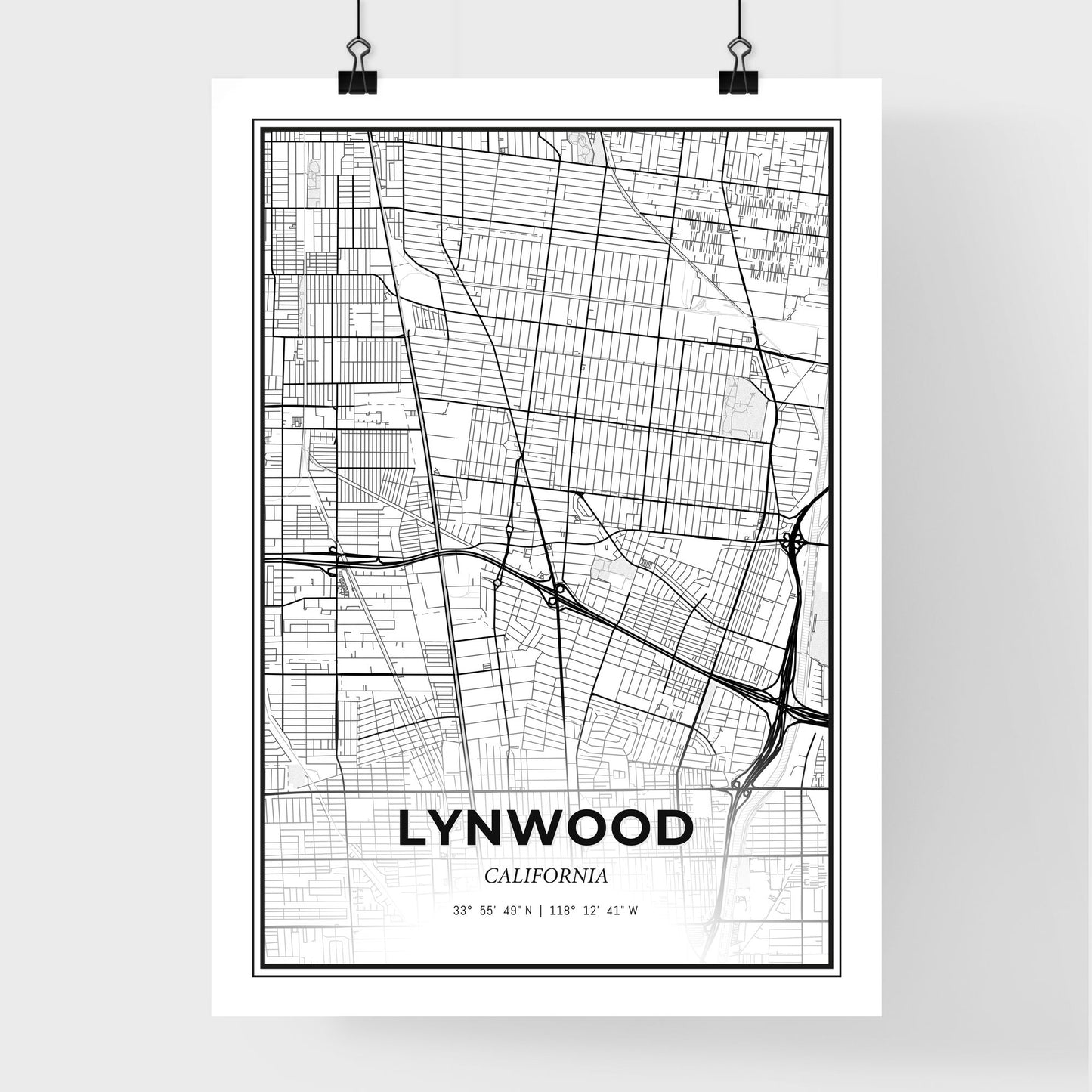 Lynwood California - Premium City Map Poster