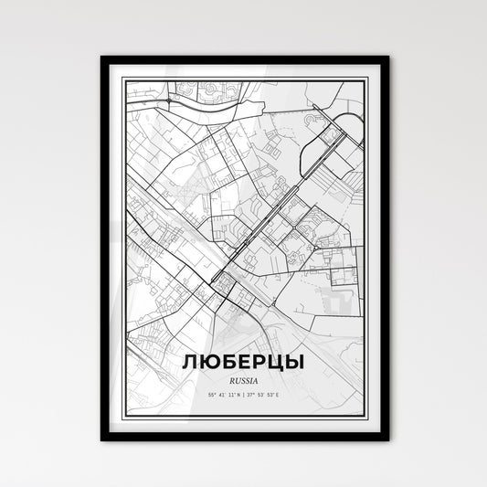 Lyubertsy Russia - Scandinavian Style City Map for Modern Home Decor