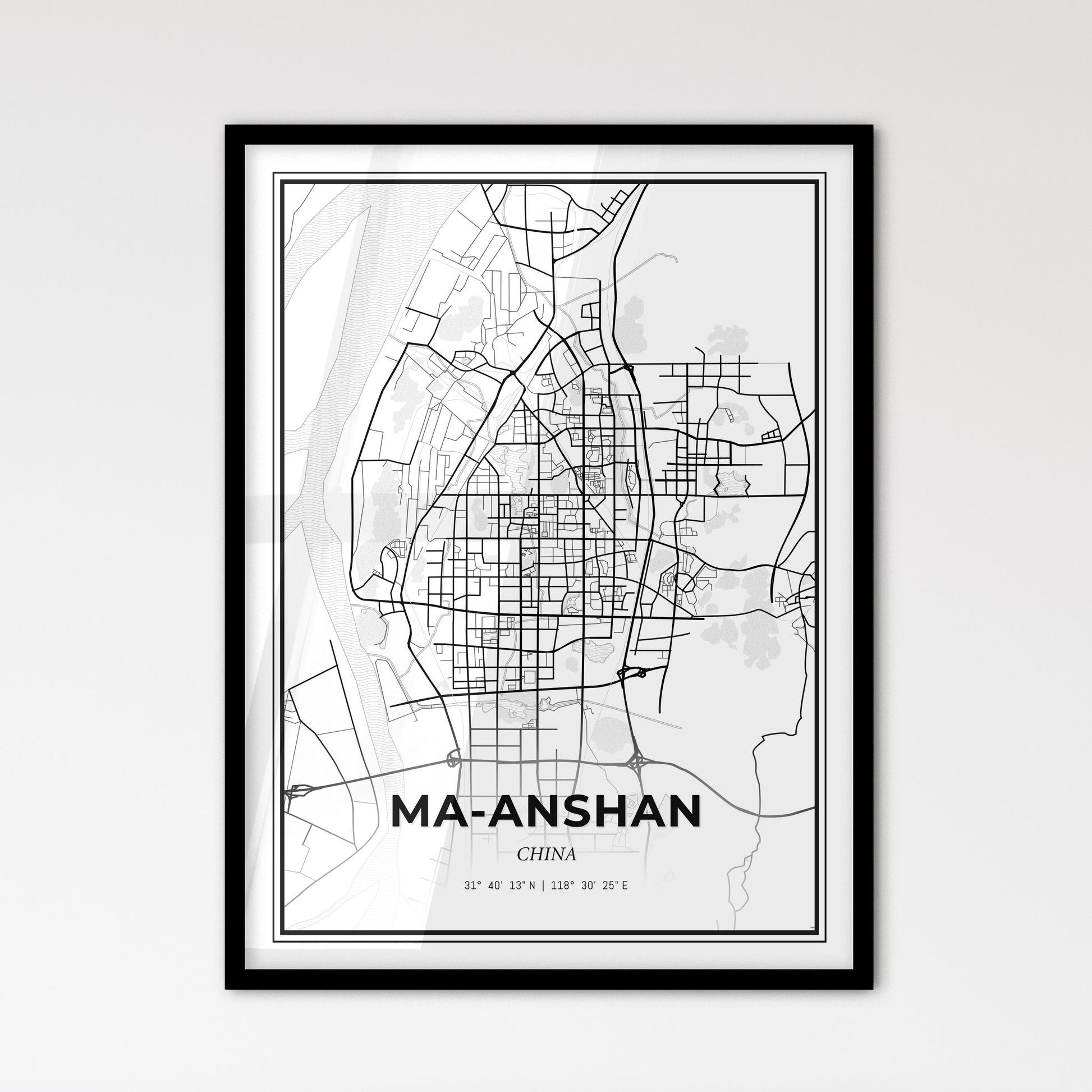 Ma-anshan China - Scandinavian Style City Map for Modern Home Decor