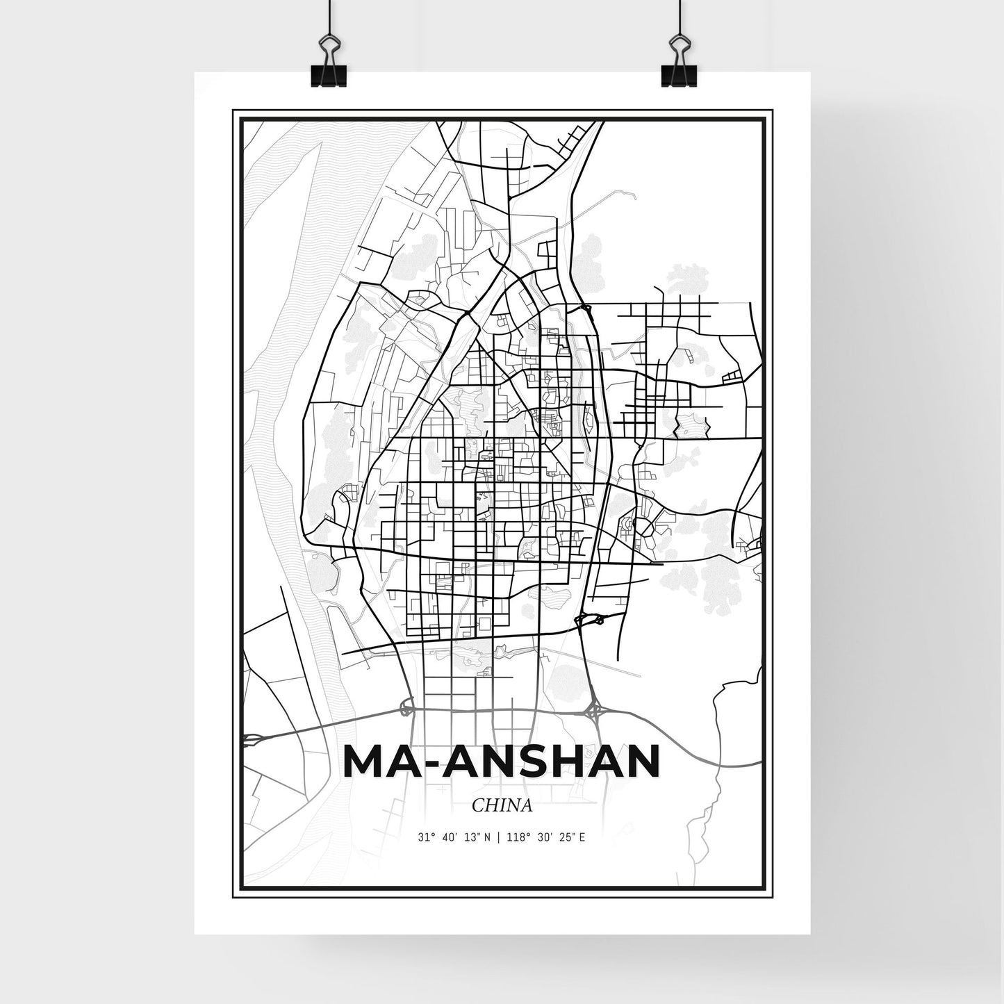 Ma-anshan China - Premium City Map Poster