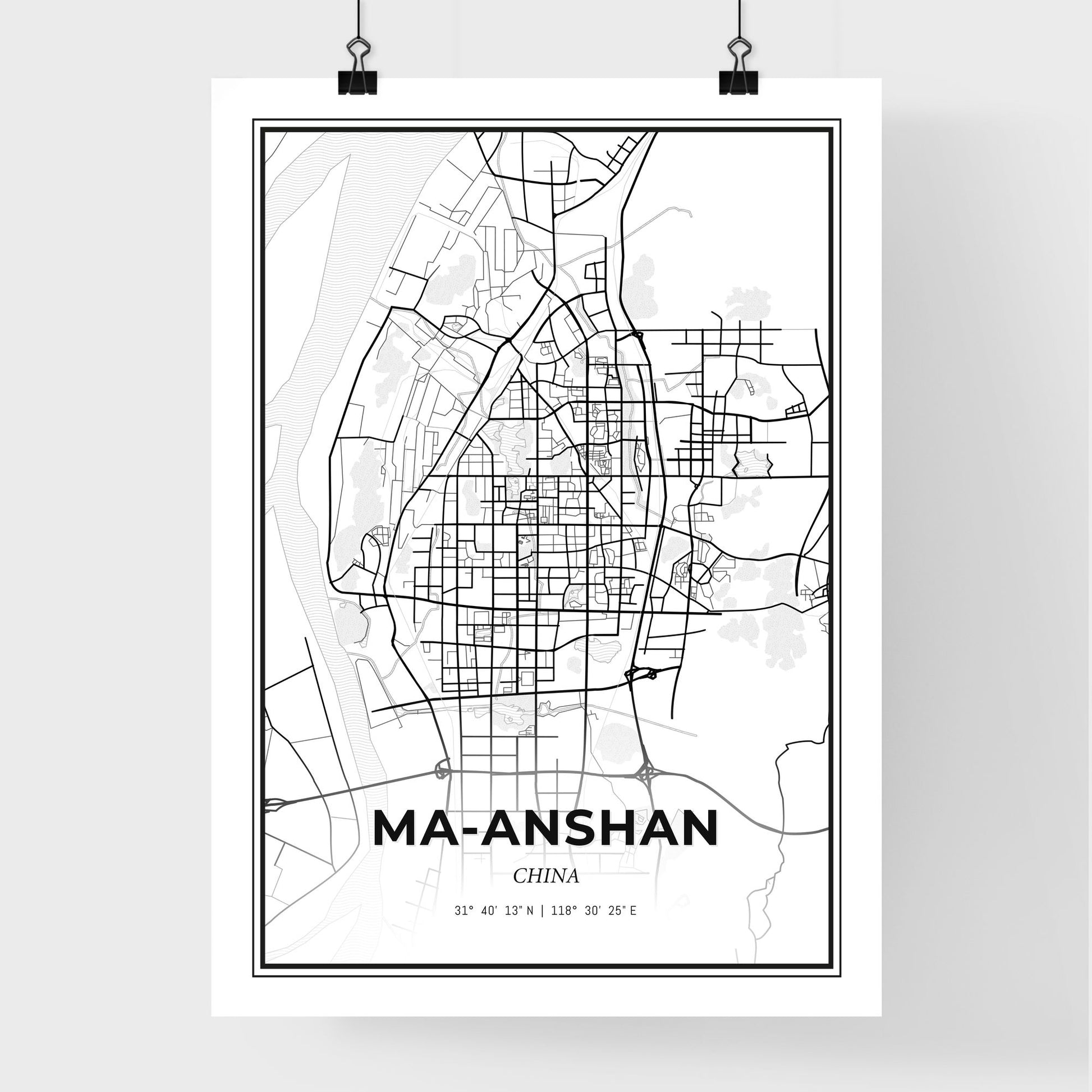 Ma-anshan China - Premium City Map Poster