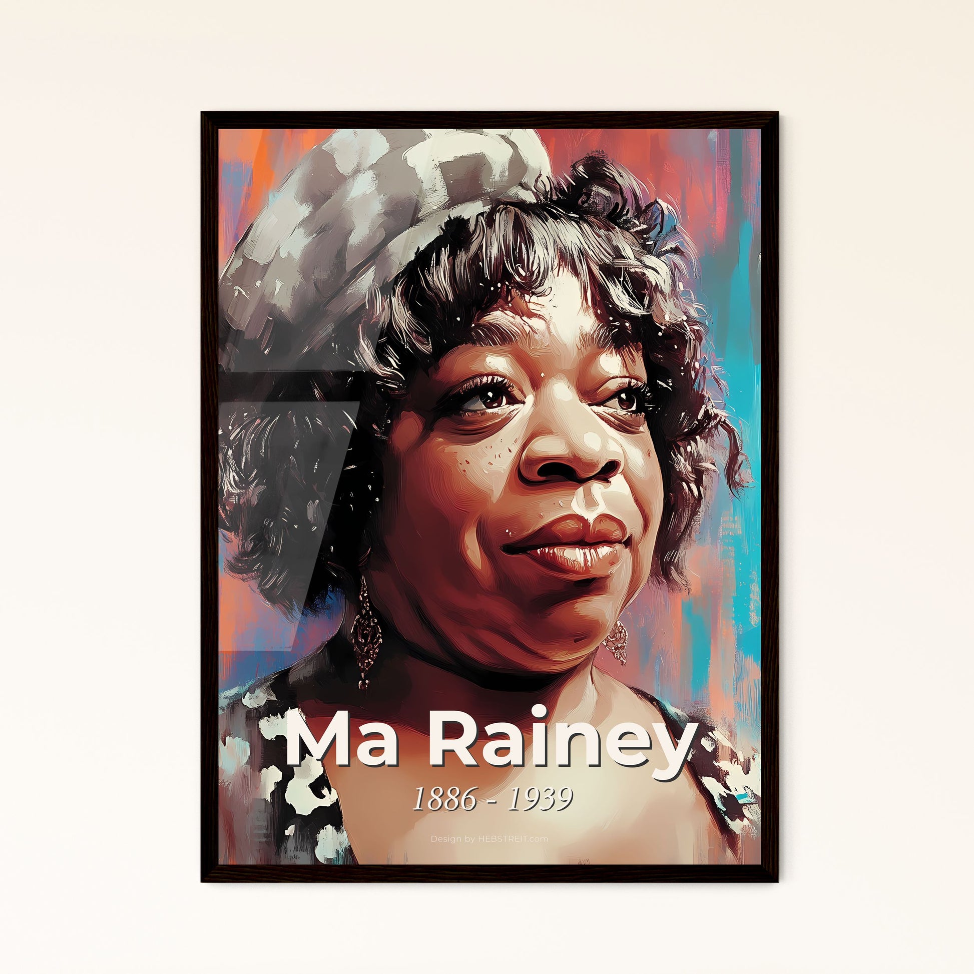 Portrait of Ma Rainey, 1886 - 1939. Impressionistic painting of a woman with a hat.