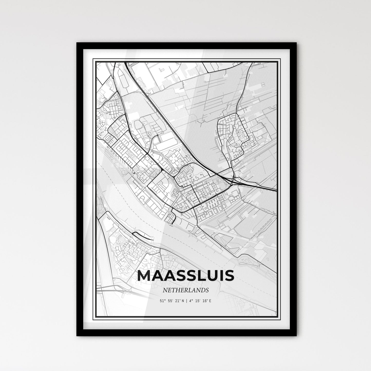  Maassluis Netherlands - Scandinavian Style City Map for Modern Home Decor