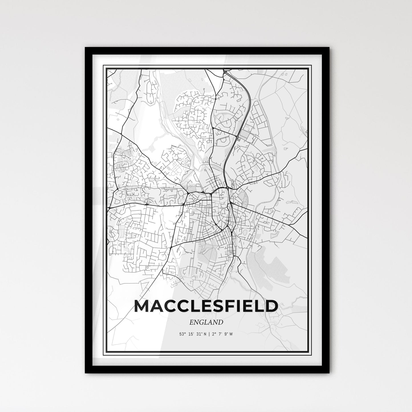 Macclesfield England - Scandinavian Style City Map for Modern Home Decor