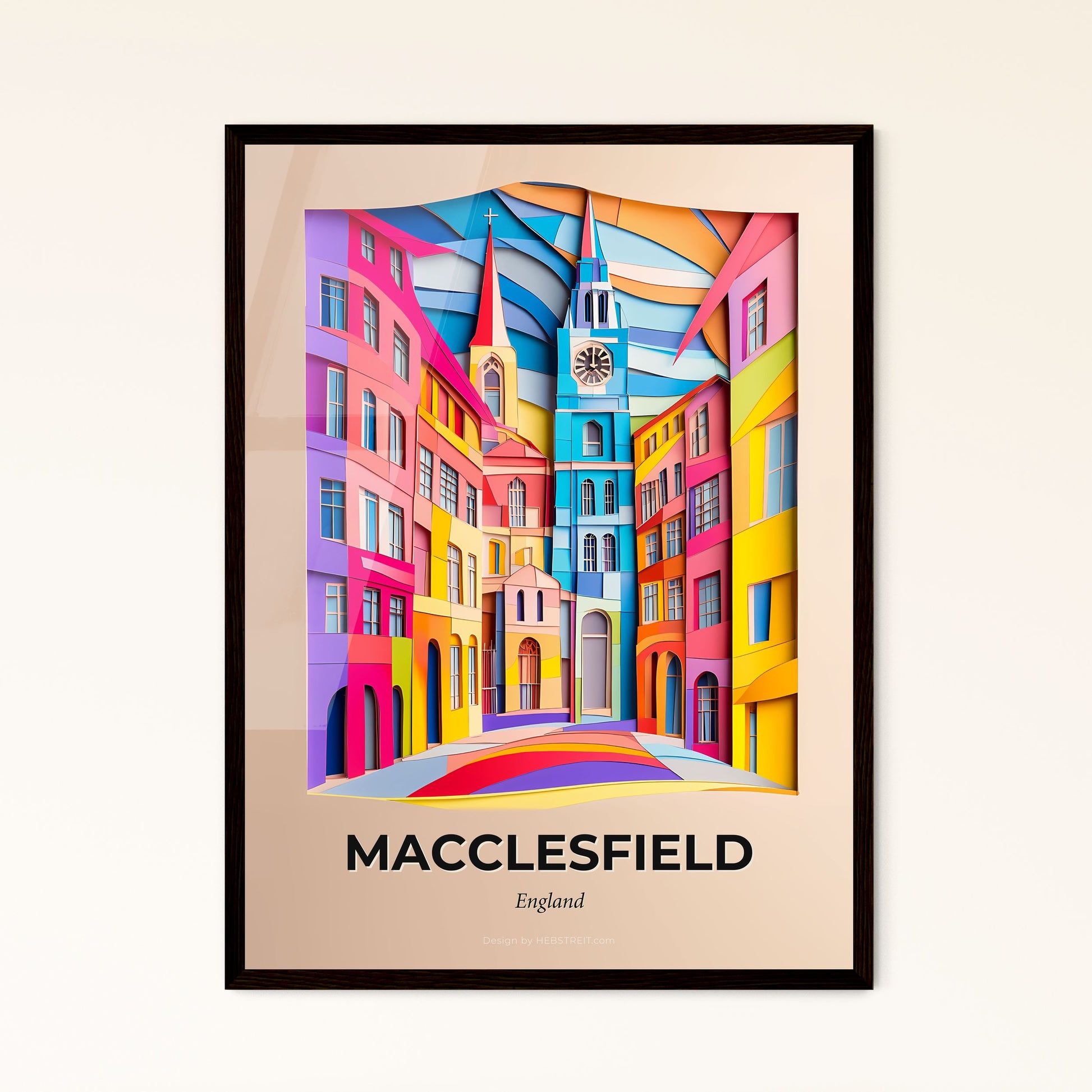 Vivid Macclesfield, England - a colorful city with a clock tower in the middle