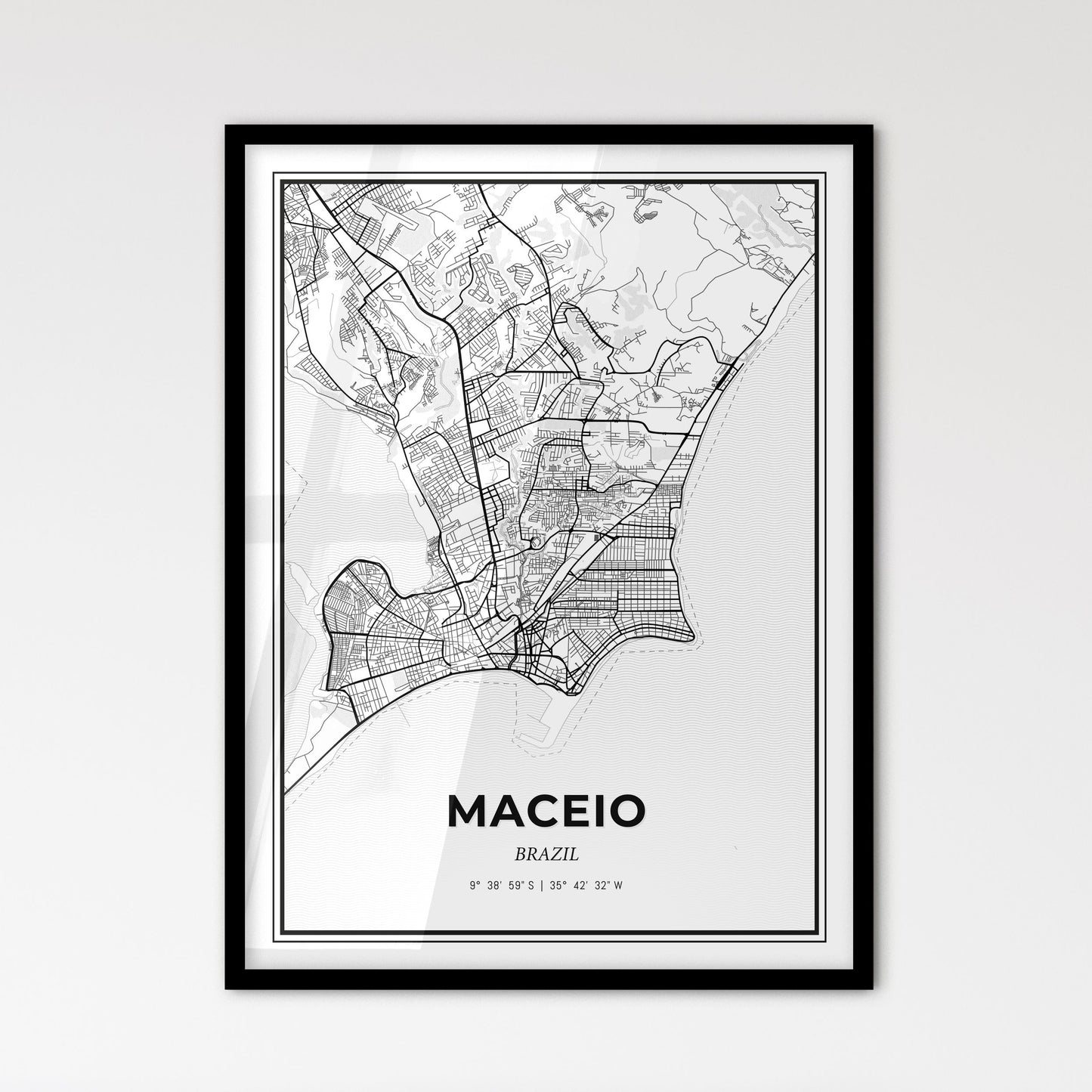 Maceio Brazil - Scandinavian Style City Map for Modern Home Decor