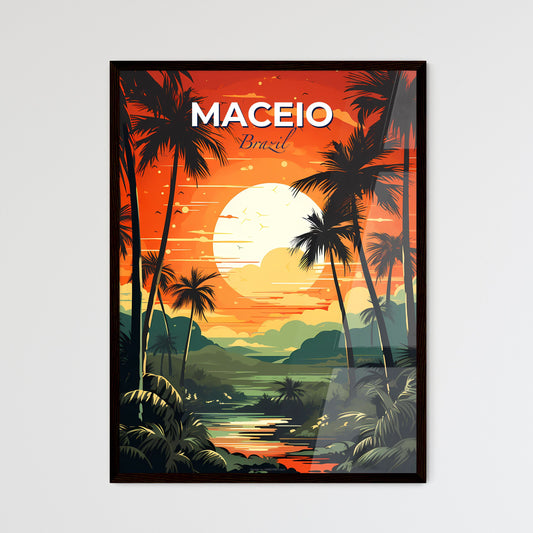 Maceio Brazil Skyline Canvas Art Print Painting Abstract Vivid Colorful Sunset River Palm Trees Default Title