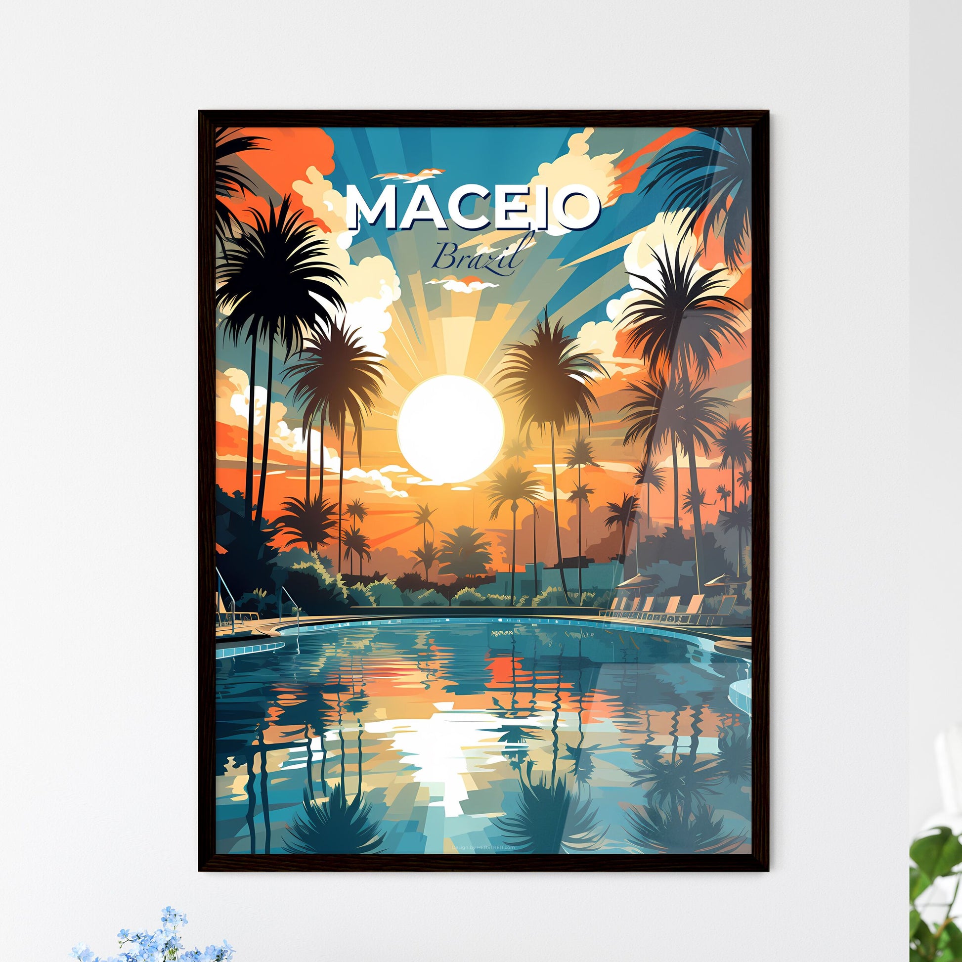 Maceio Brazil Skyline Vibrant Poolside Palm Tree Paradise Painting Default Title