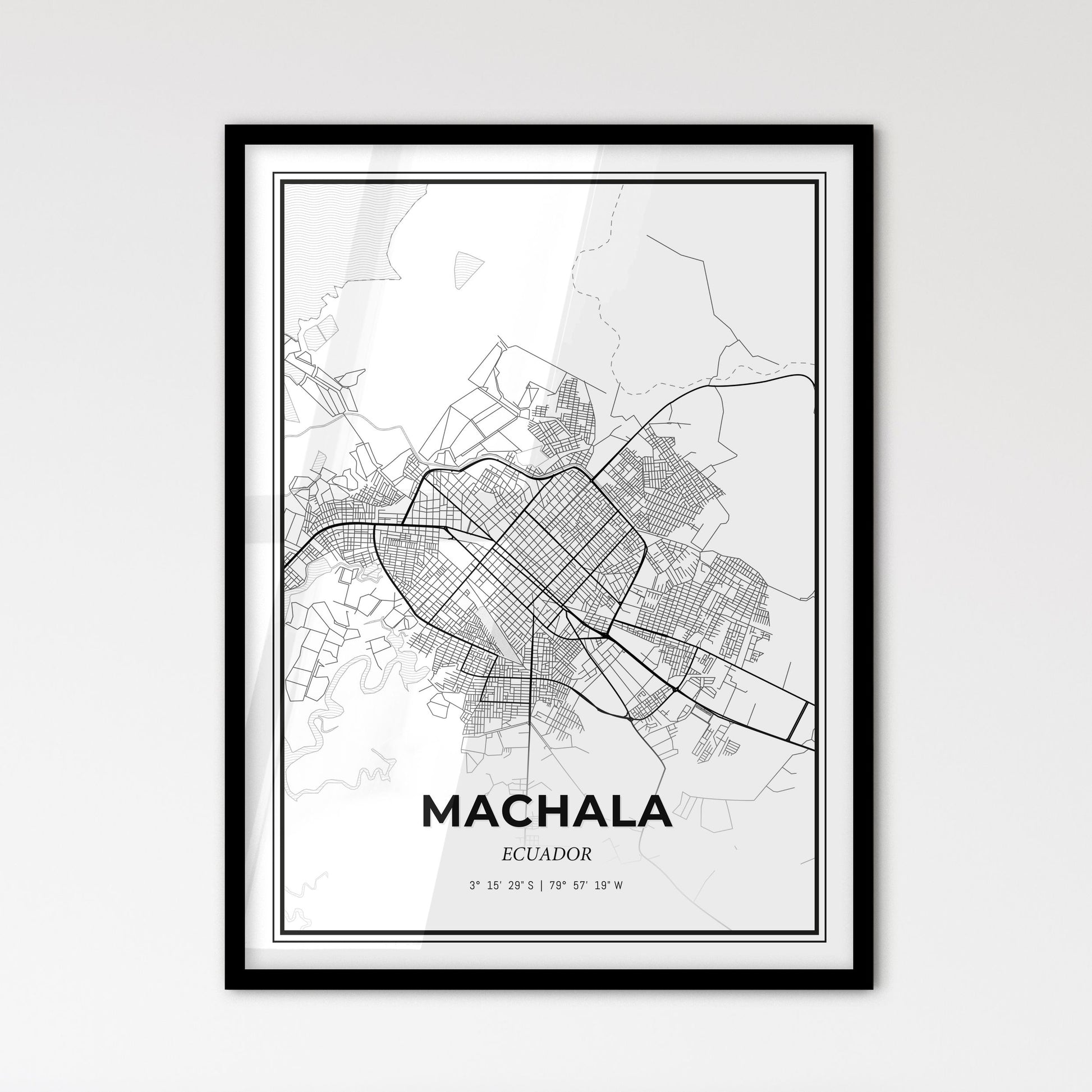 Machala Ecuador - Scandinavian Style City Map for Modern Home Decor