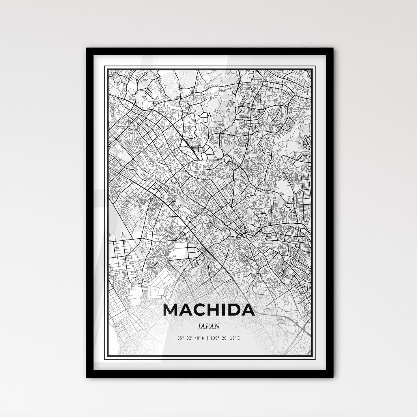 Machida Japan - Scandinavian Style City Map for Modern Home Decor