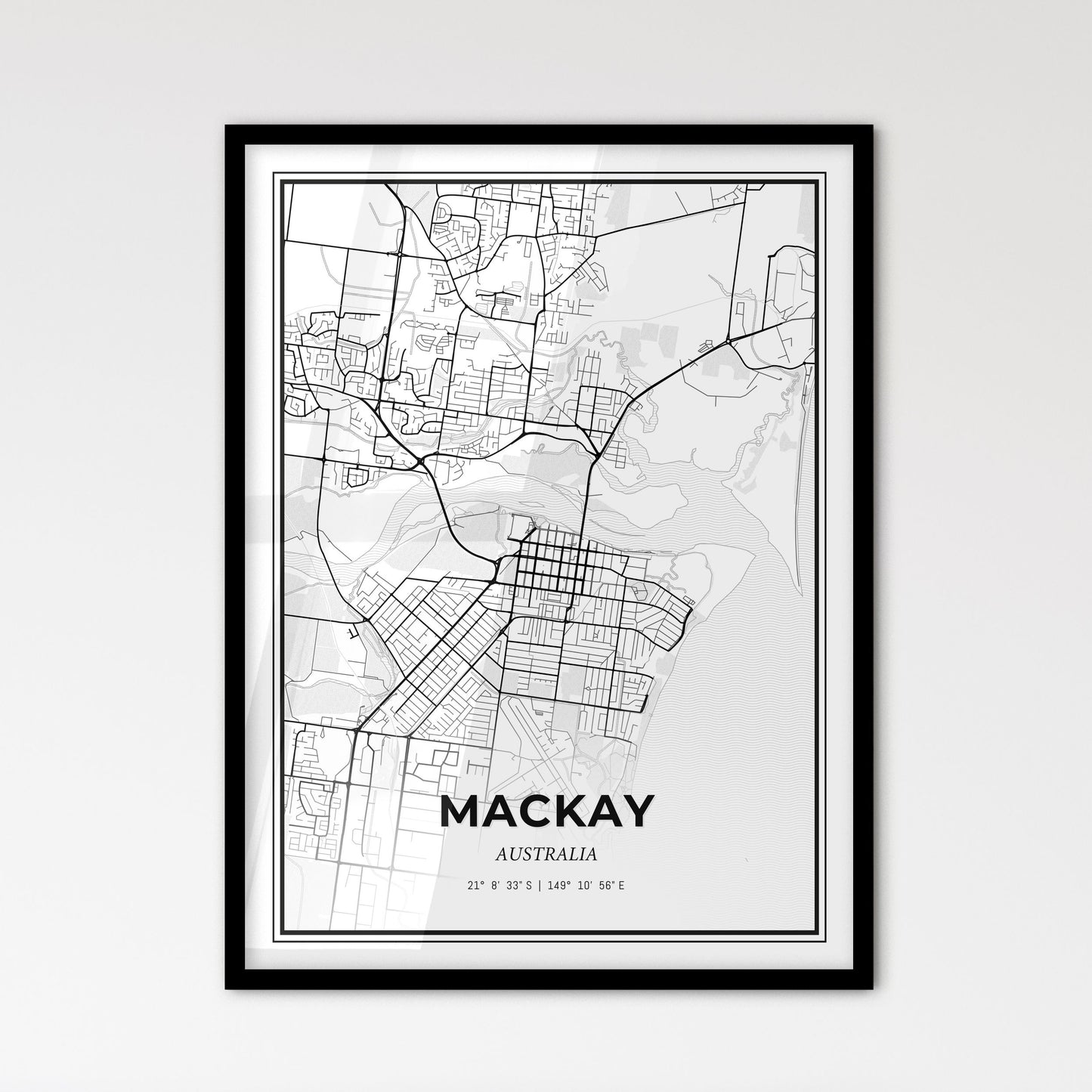 Mackay Australia - Scandinavian Style City Map for Modern Home Decor