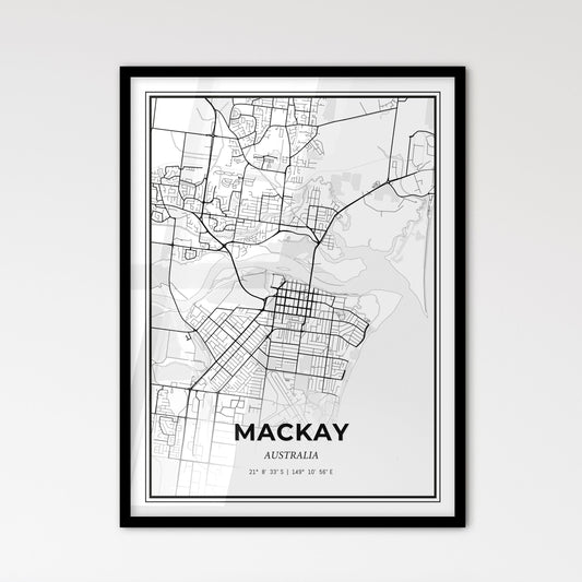 Mackay Australia - Scandinavian Style City Map for Modern Home Decor