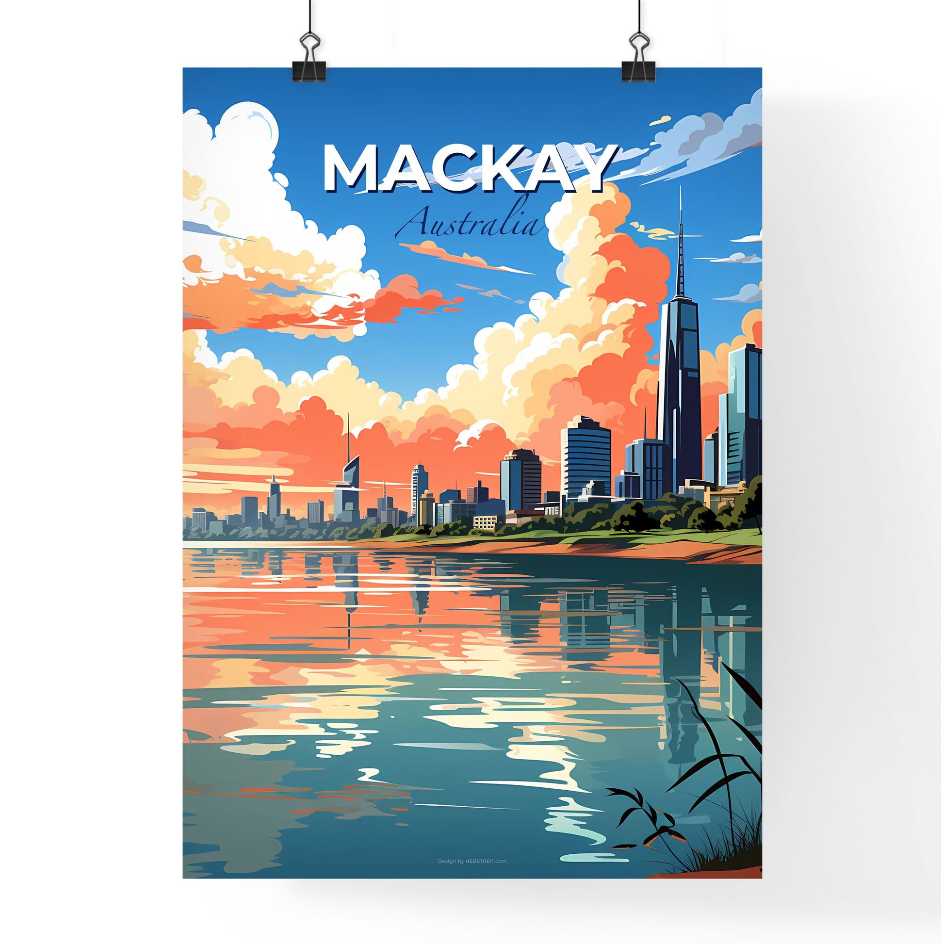 Mackay Australia City Skyline Expressionistic Painting with Water Default Title