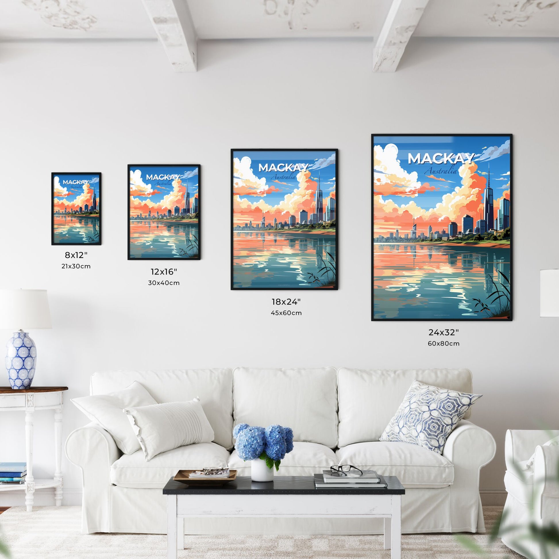 Mackay Australia City Skyline Expressionistic Painting with Water Default Title