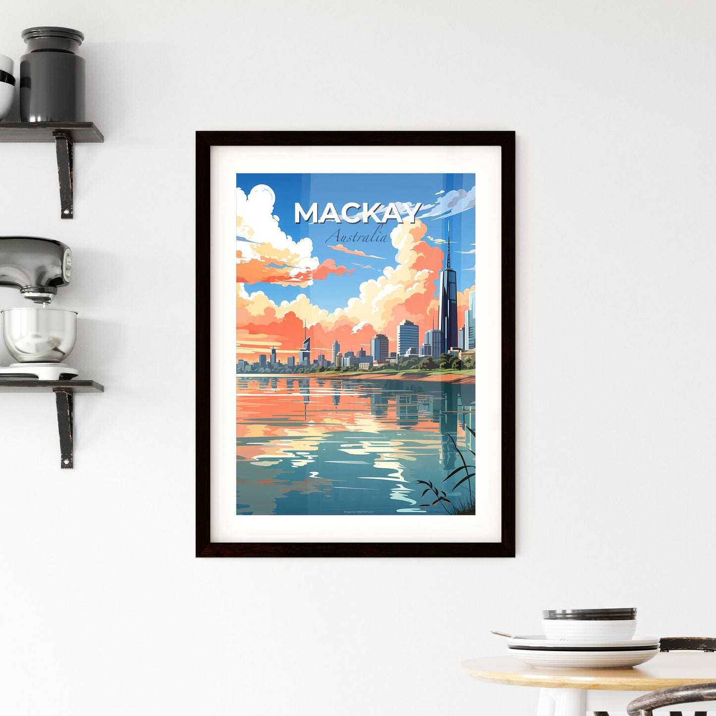 Mackay Australia City Skyline Expressionistic Painting with Water Default Title