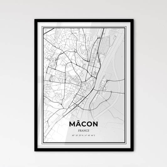 Mâcon France - Scandinavian Style City Map for Modern Home Decor