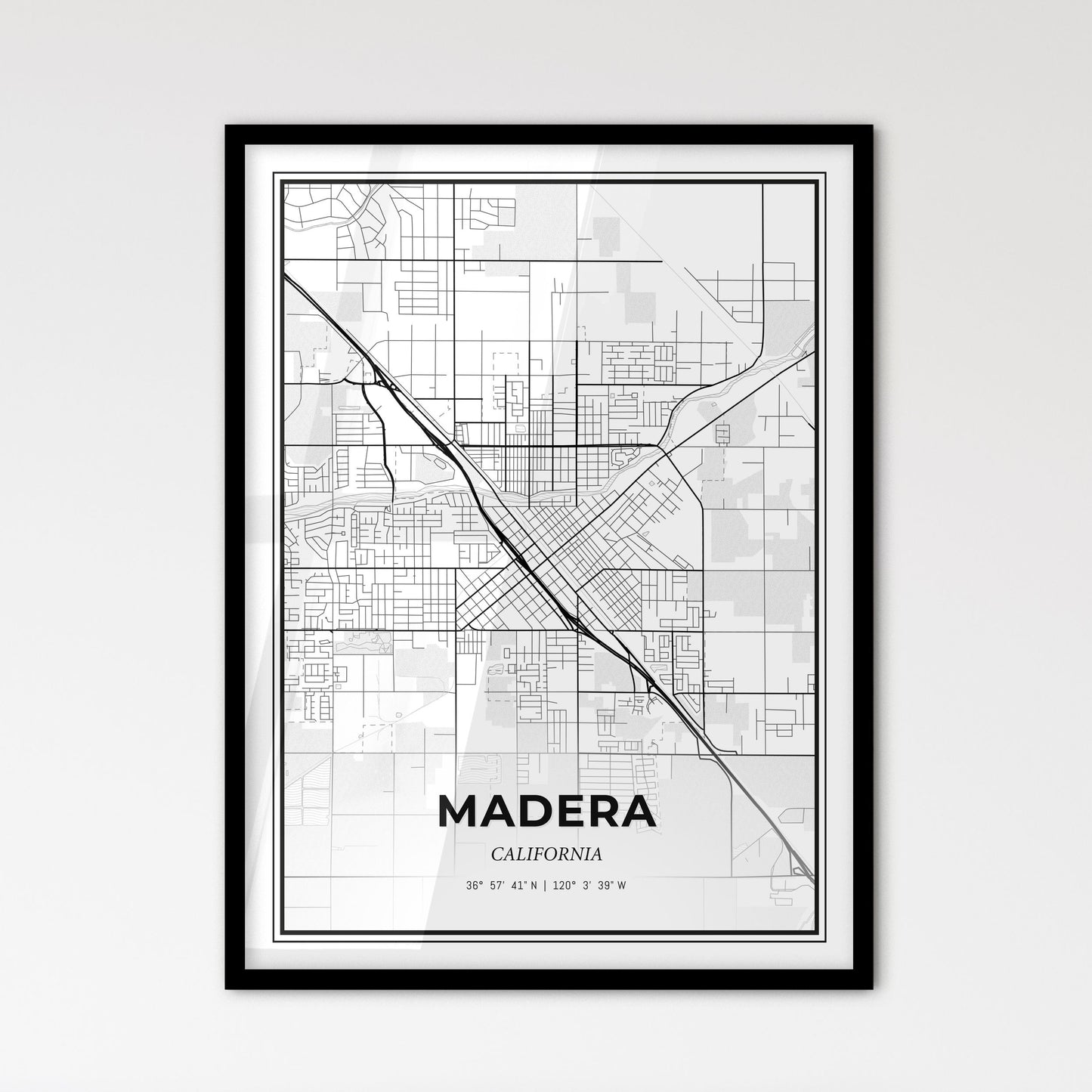 Madera California - Scandinavian Style City Map for Modern Home Decor