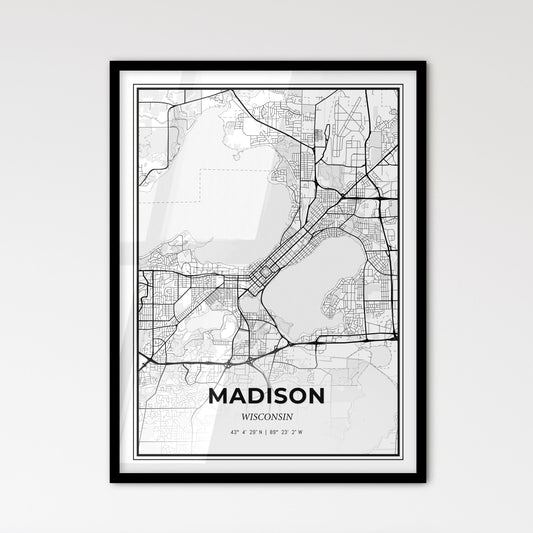 Madison Wisconsin - Scandinavian Style City Map for Modern Home Decor