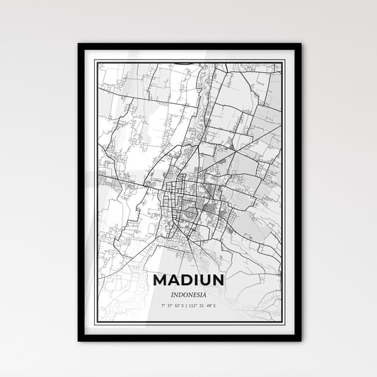 Madiun Indonesia - Scandinavian Style City Map for Modern Home Decor