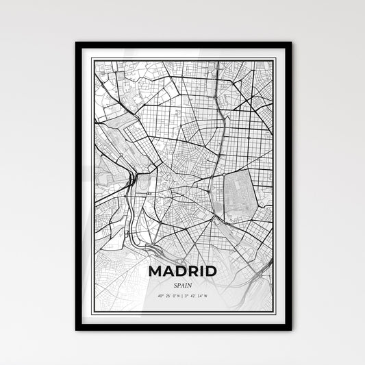 Madrid Spain - Scandinavian Style City Map for Modern Home Decor