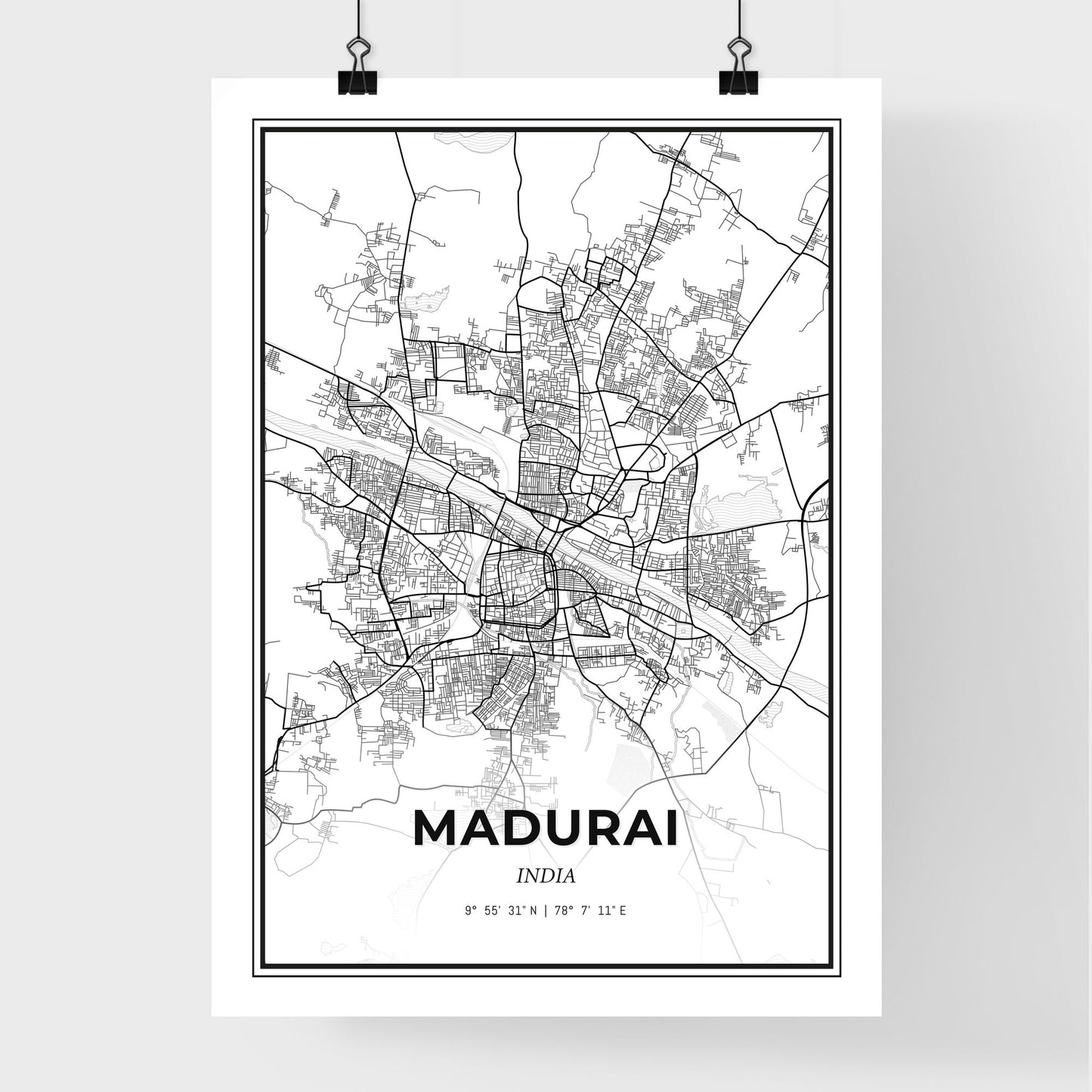 Madurai India - Premium City Map Poster