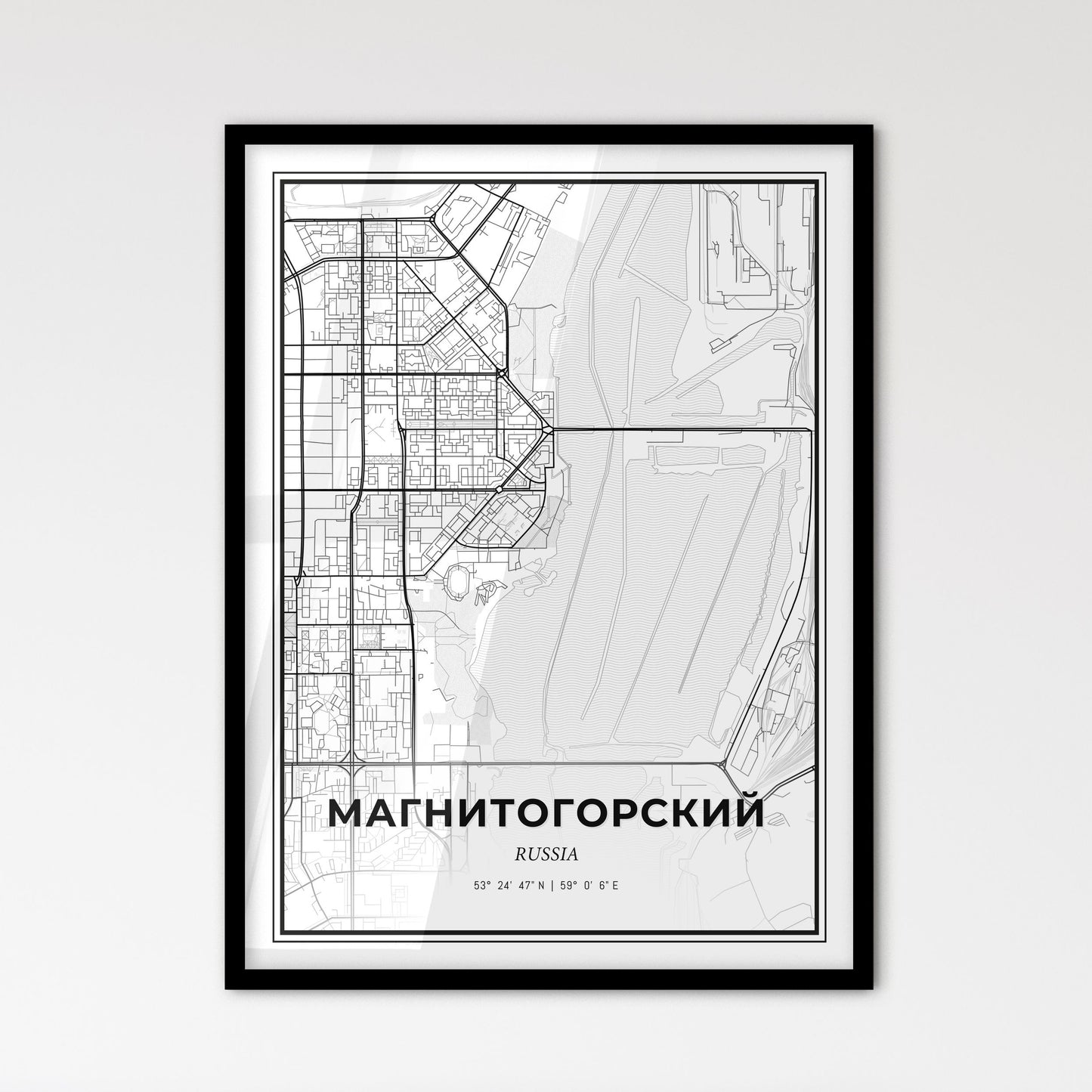 Magnitogorsk Russia - Scandinavian Style City Map for Modern Home Decor