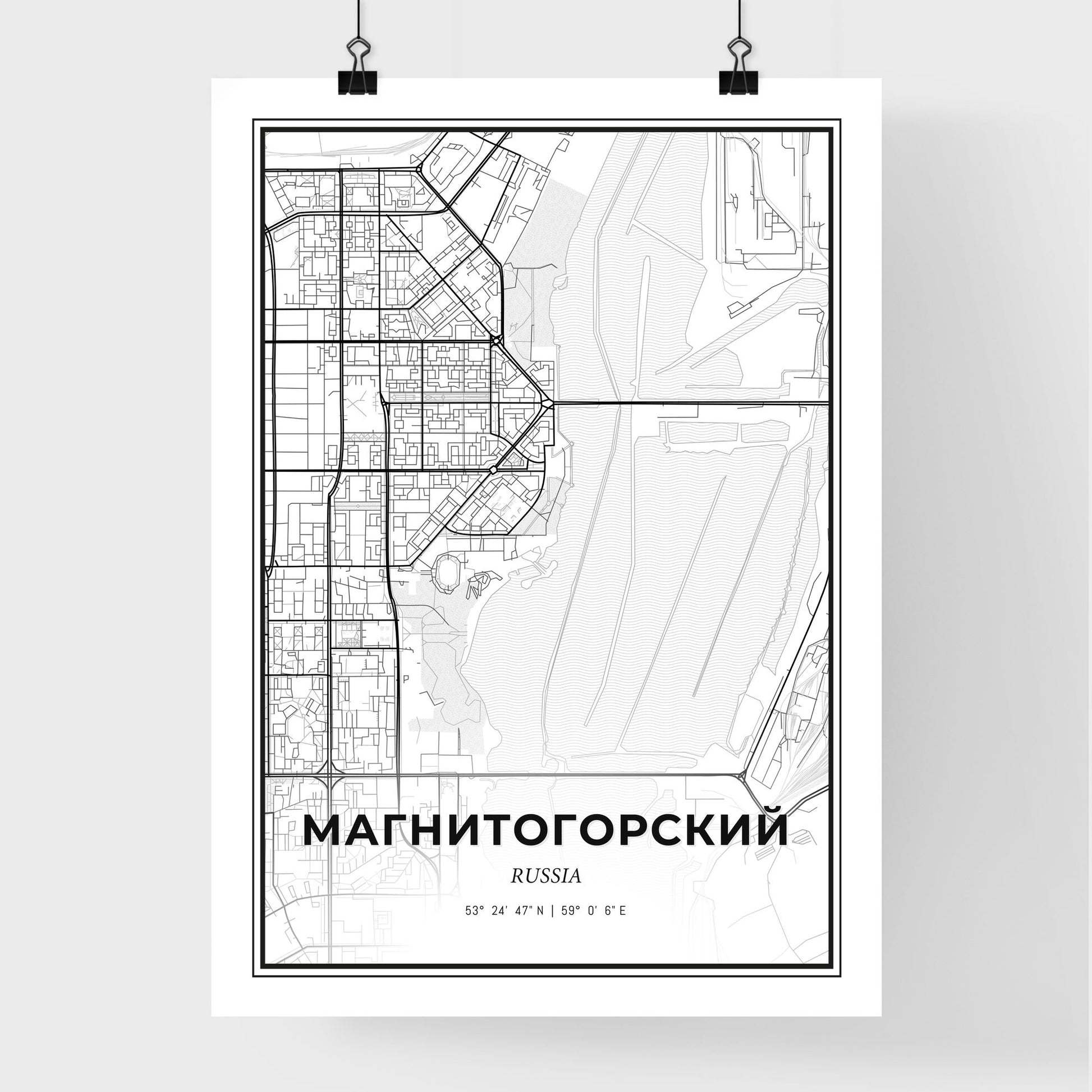 Magnitogorsk Russia - Premium City Map Poster