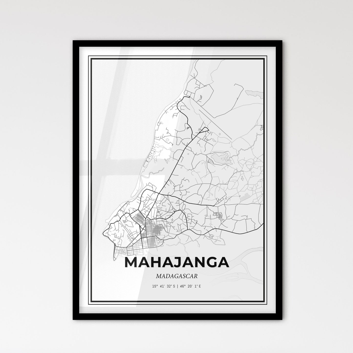 Mahajanga Madagascar - Scandinavian Style City Map for Modern Home Decor