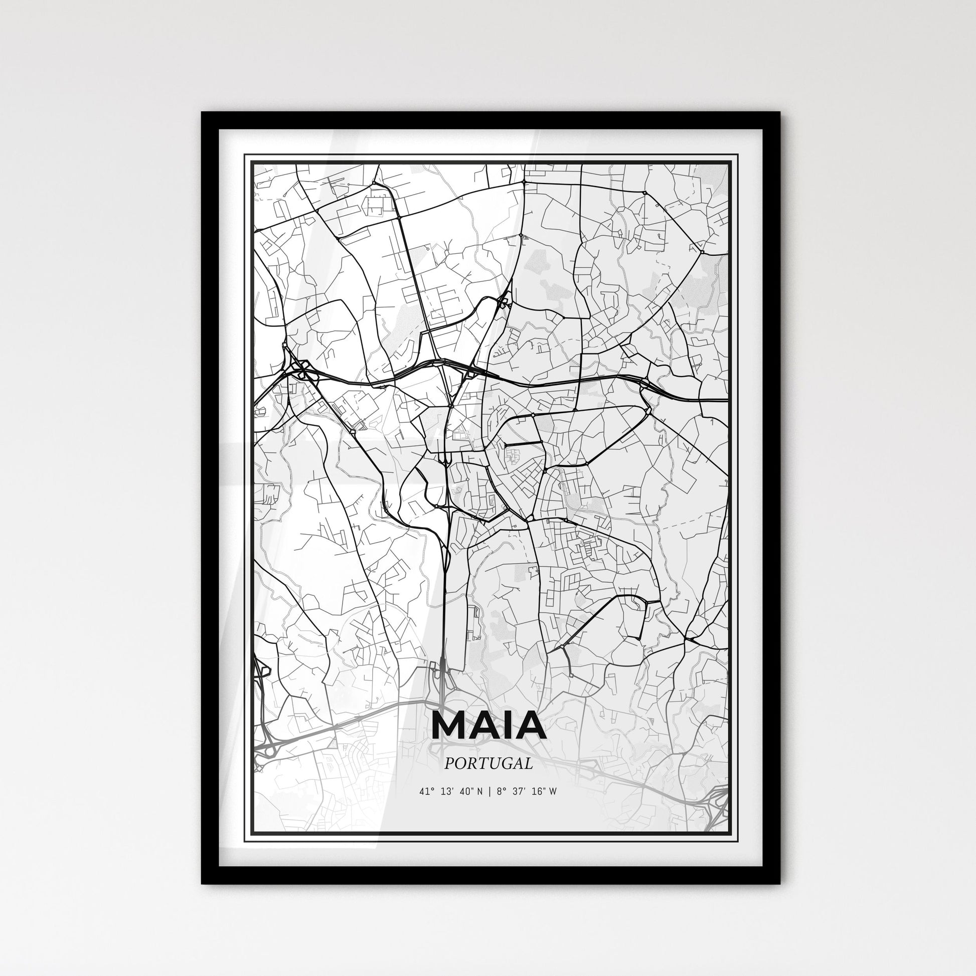 Maia Portugal - Scandinavian Style City Map for Modern Home Decor