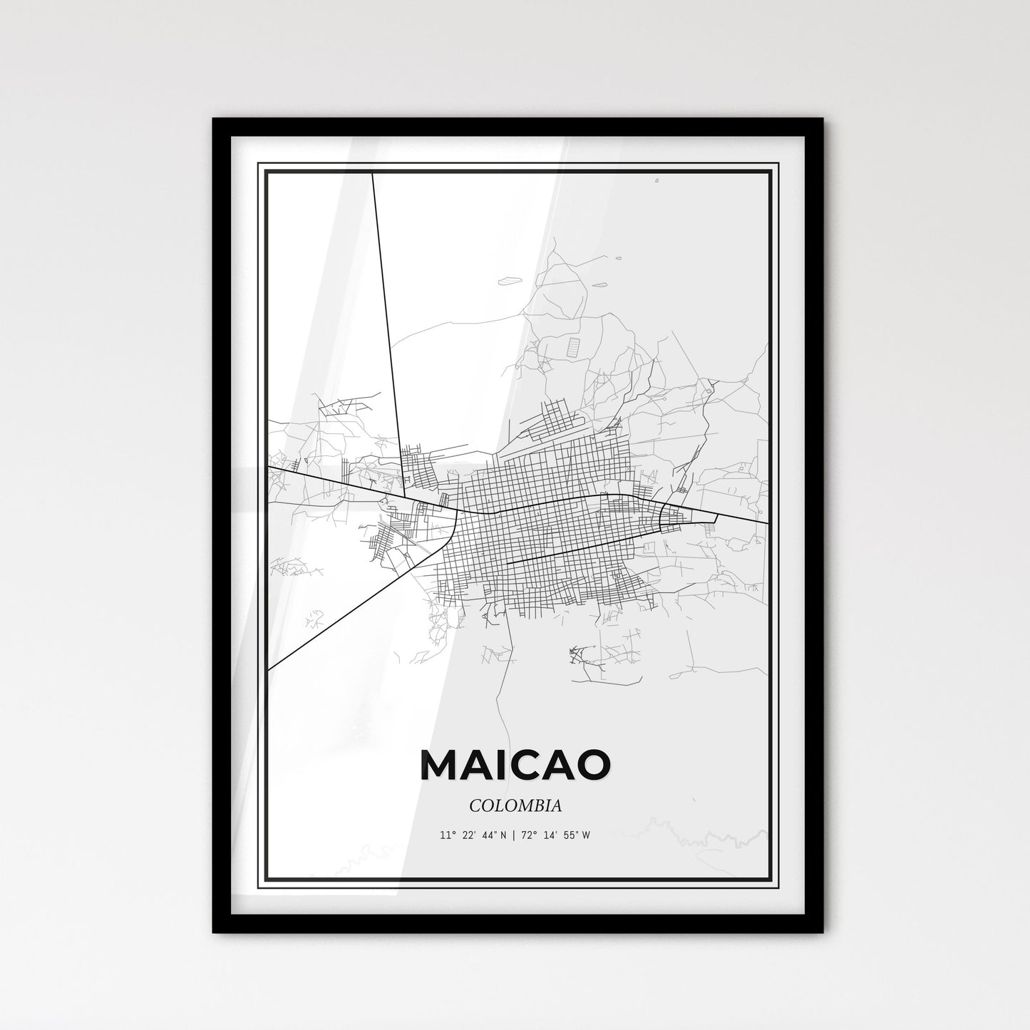 Maicao Colombia - Scandinavian Style City Map for Modern Home Decor