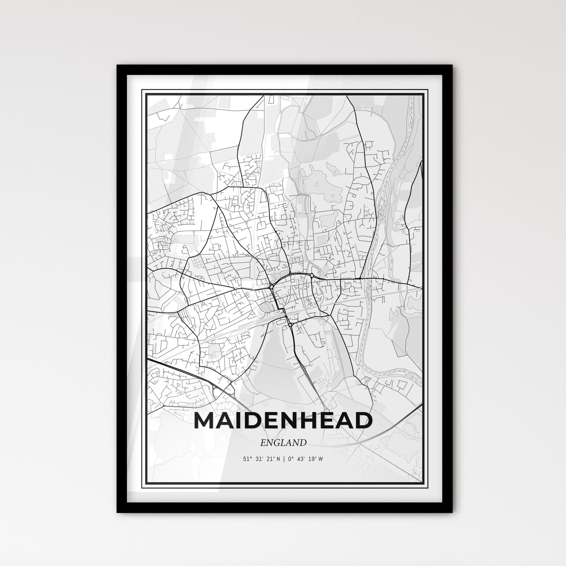 Maidenhead England - Scandinavian Style City Map for Modern Home Decor