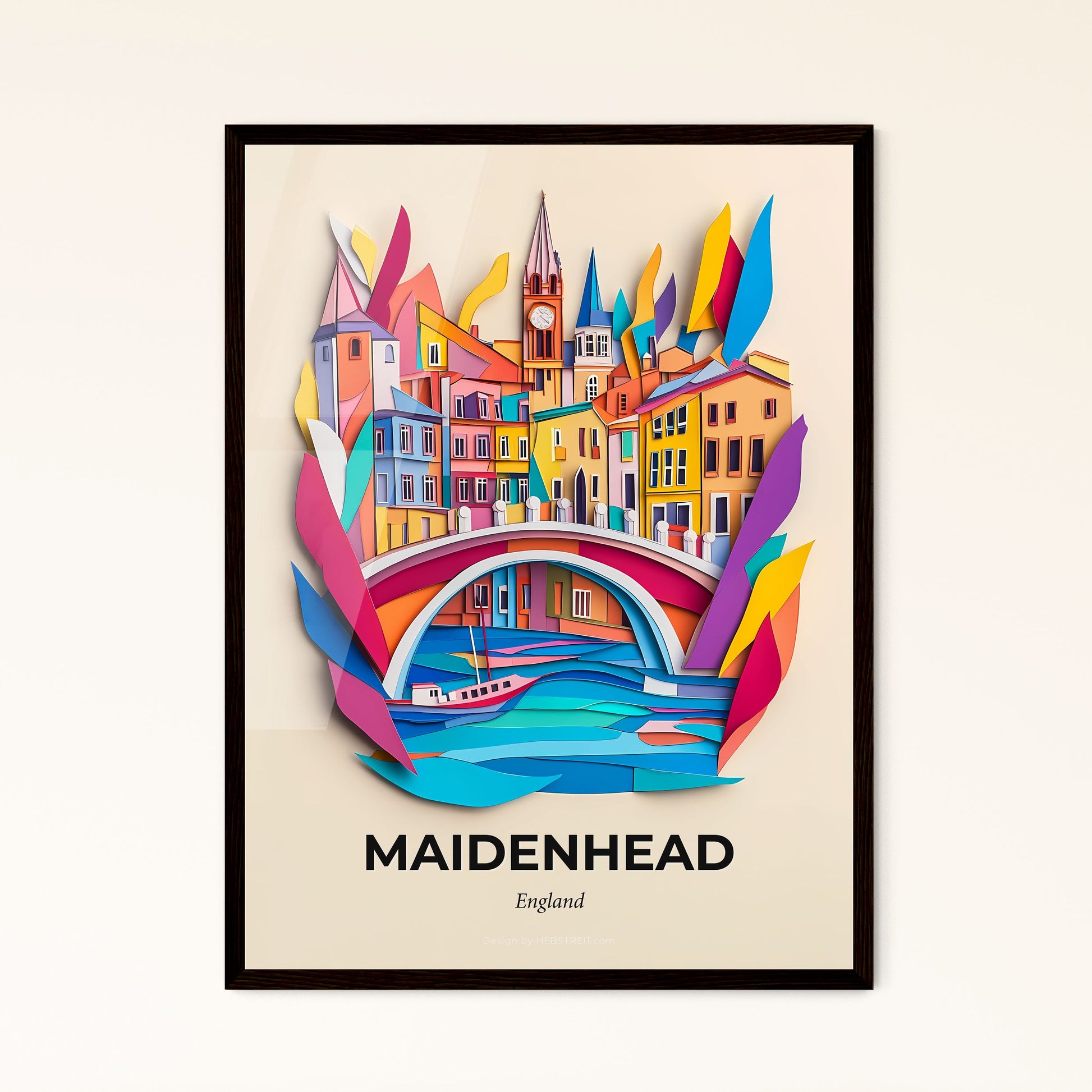 Vivid Maidenhead, England - a paper cut of a city with a bridge