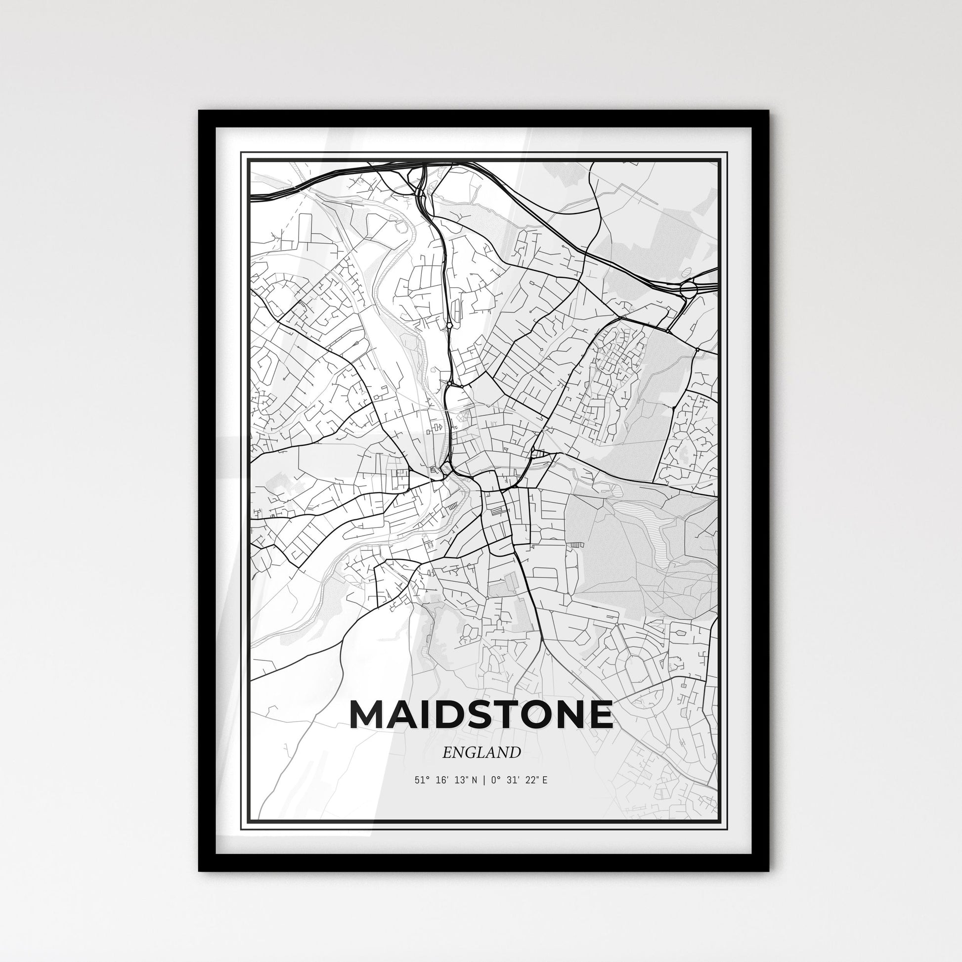 Maidstone England - Scandinavian Style City Map for Modern Home Decor