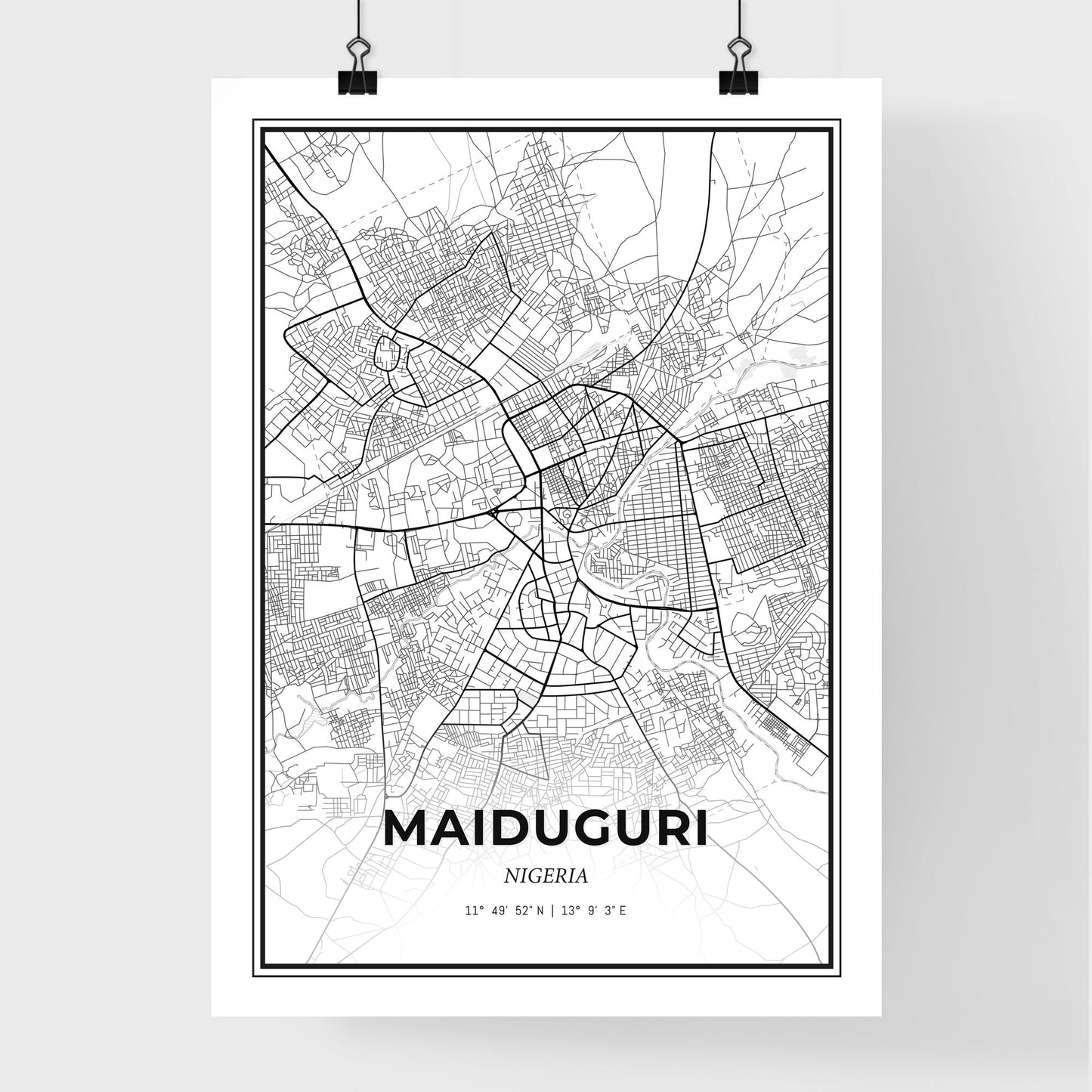 Maiduguri Nigeria - Premium City Map Poster