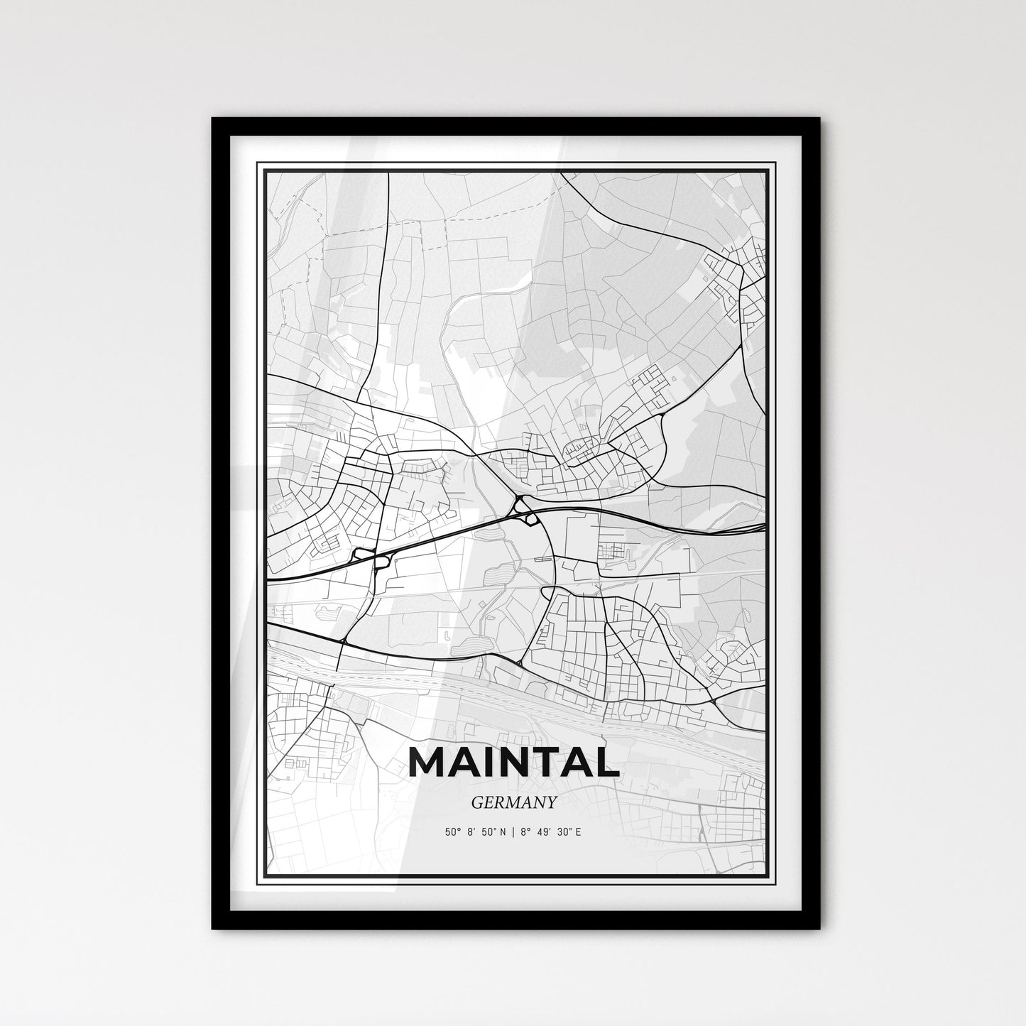 Maintal Germany - Scandinavian Style City Map for Modern Home Decor