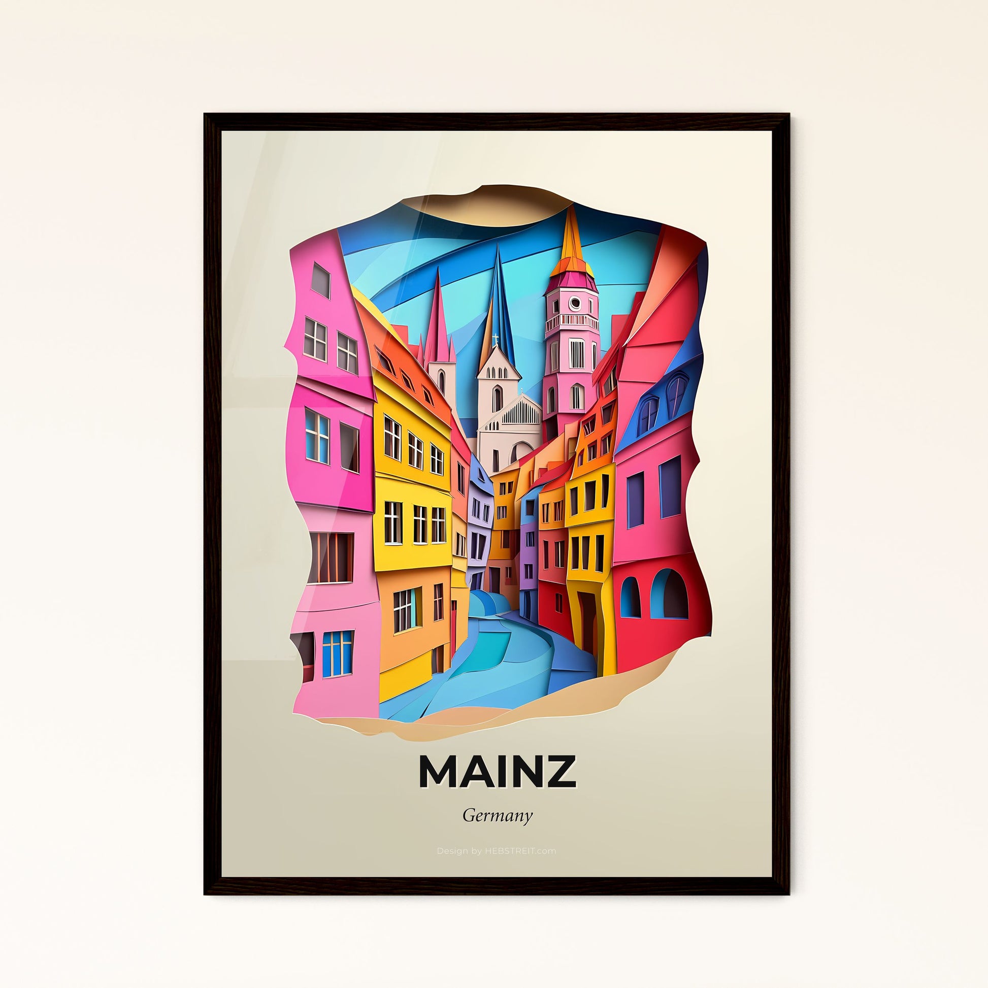 Vivid Mainz, Germany - a paper cut of a city with a church