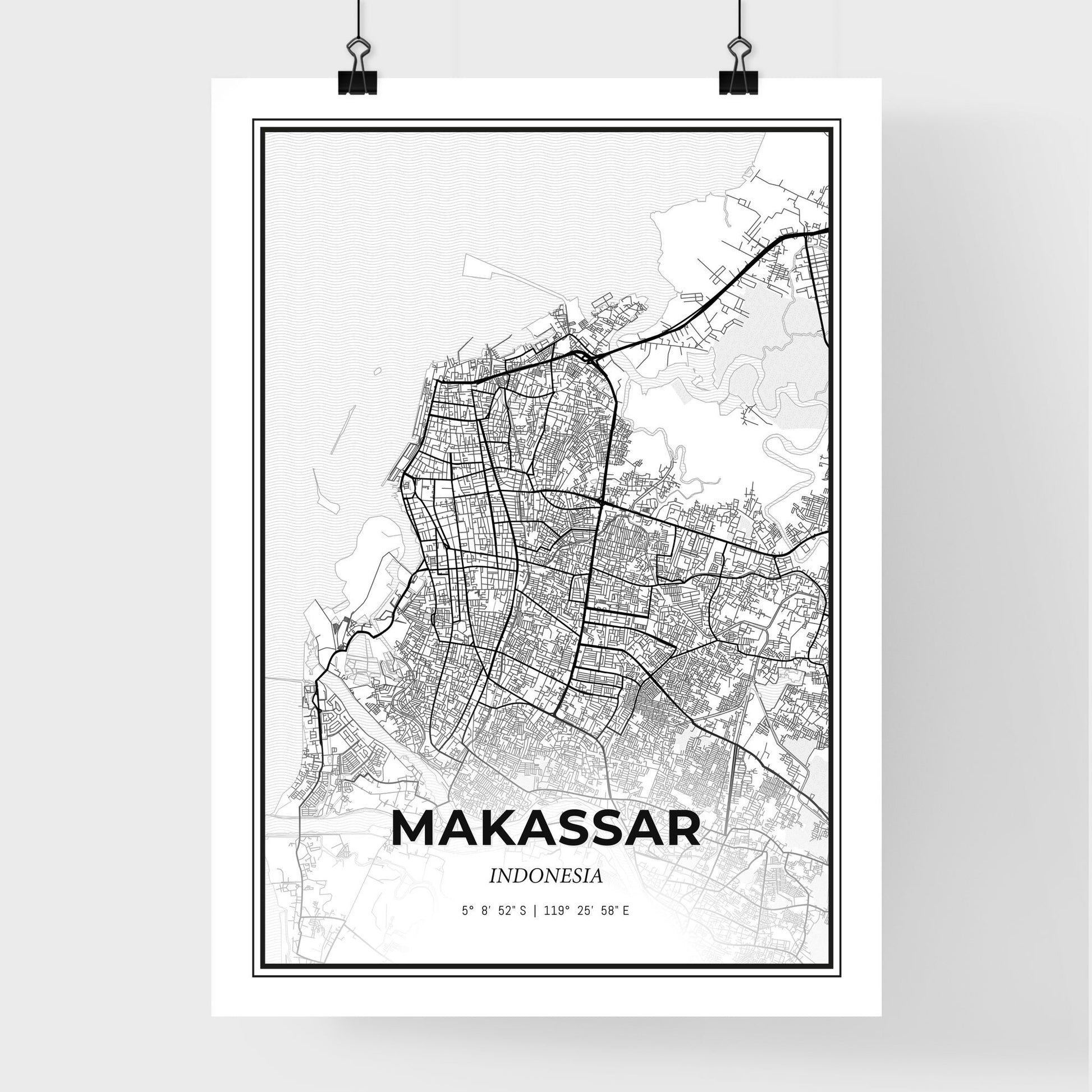 Makassar Indonesia - Premium City Map Poster