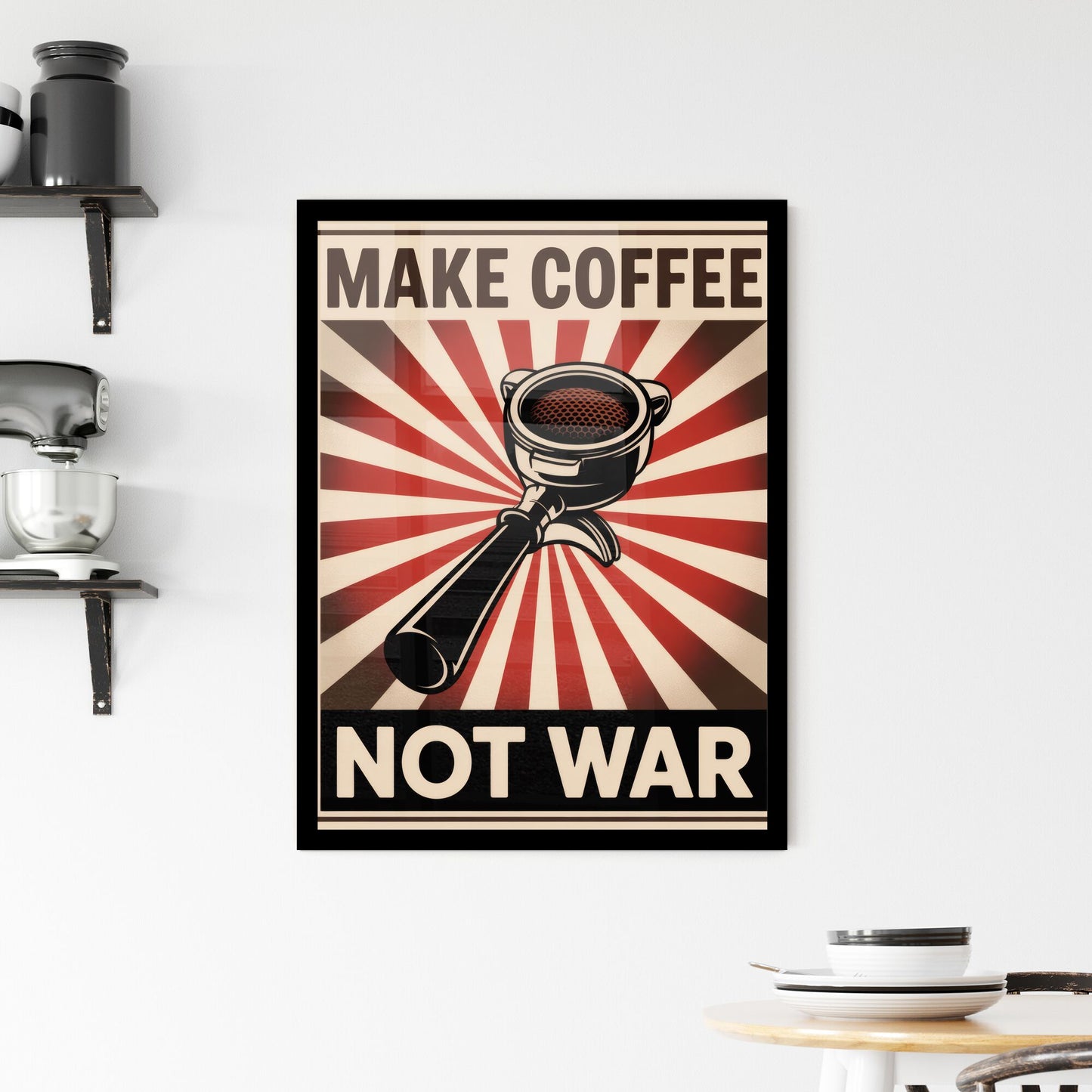 Make Coffee, Not War: A Bold Statement Against Conflict Through the Power of Coffee Framed Print