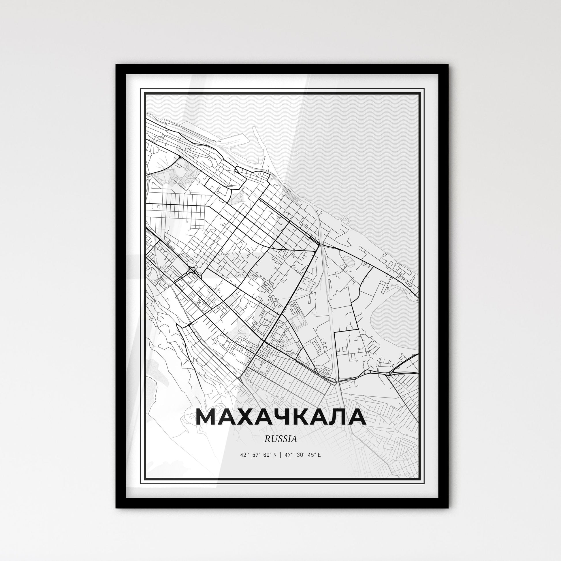 Makhachkala Russia - Scandinavian Style City Map for Modern Home Decor