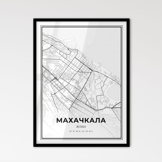 Makhachkala Russia - Scandinavian Style City Map for Modern Home Decor