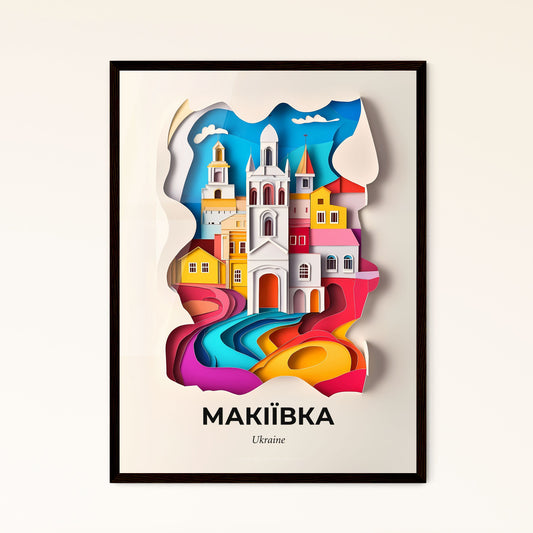 Vivid Makiivka, Ukraine - a paper cut of a city with a river