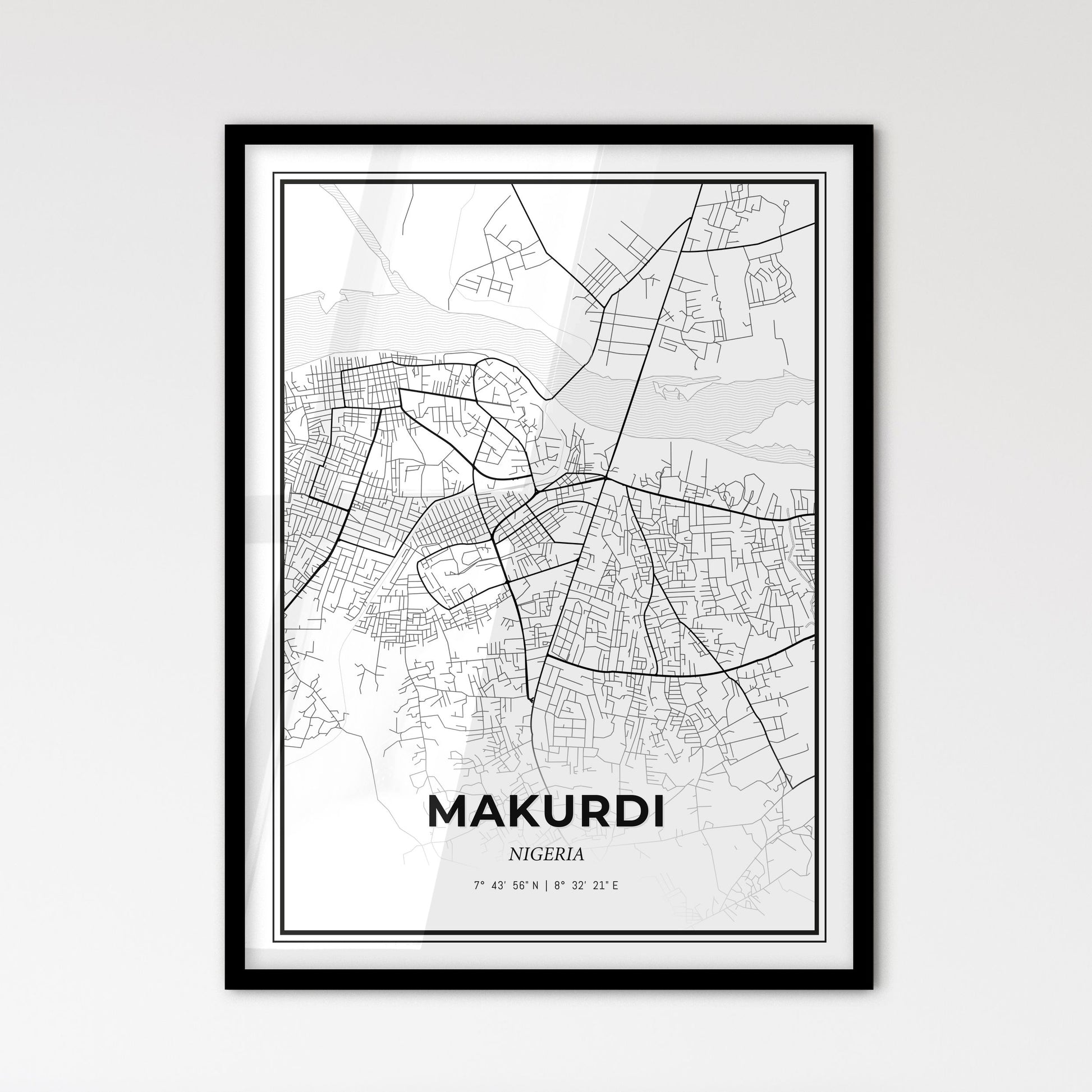 Makurdi Nigeria - Scandinavian Style City Map for Modern Home Decor