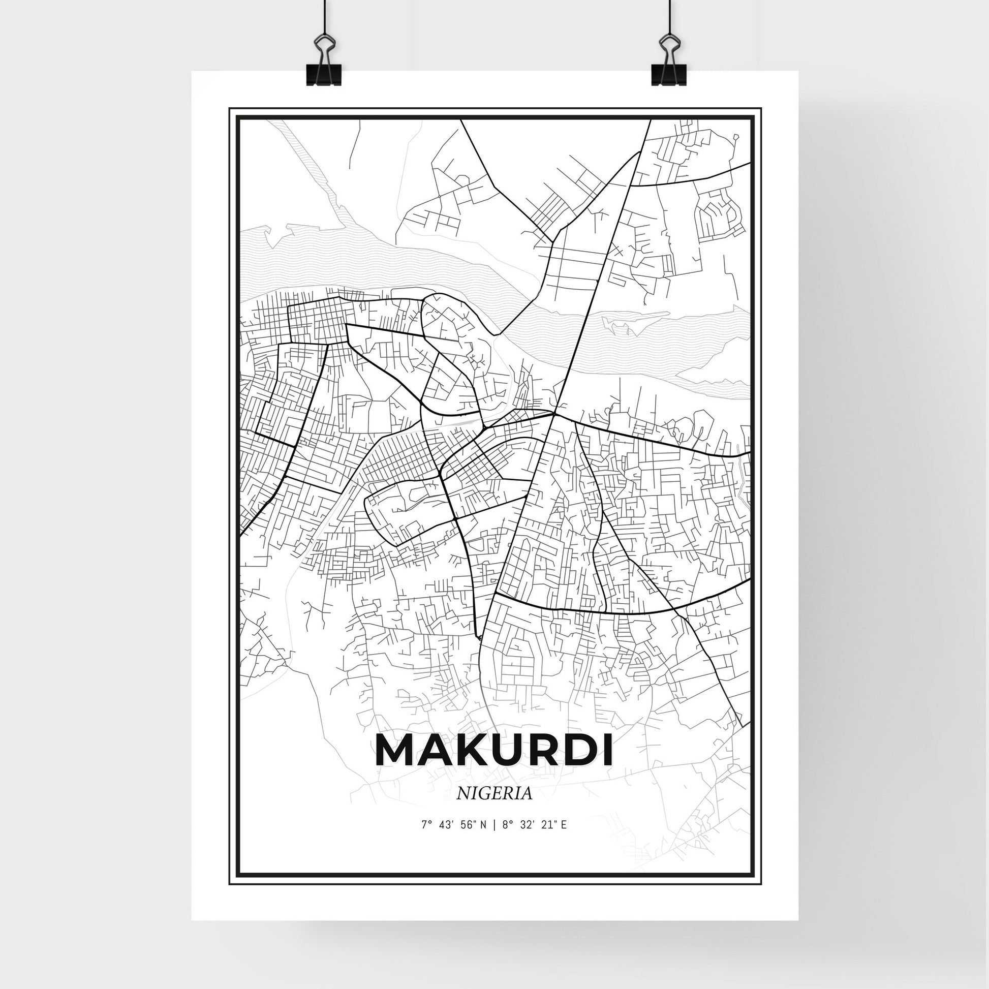 Makurdi Nigeria - Premium City Map Poster