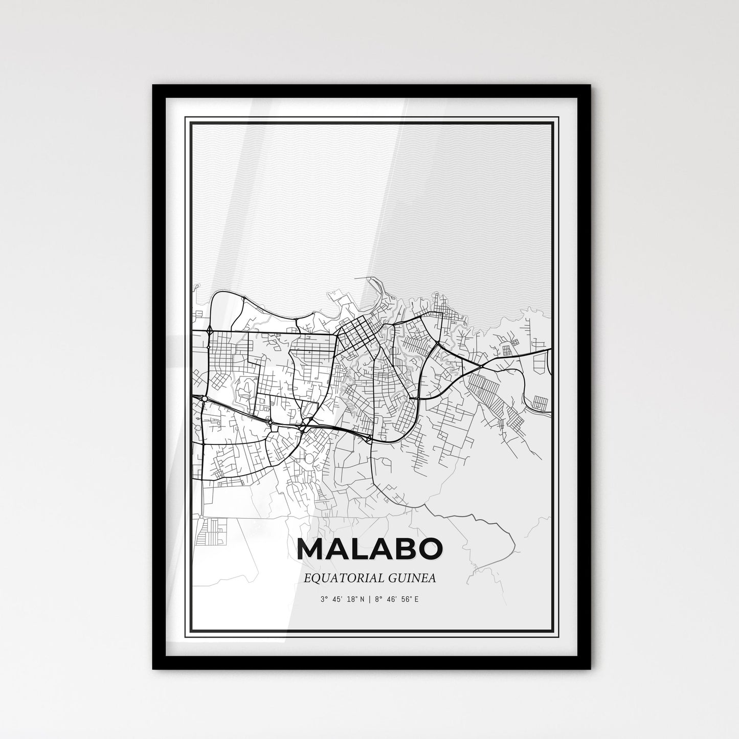 Malabo Equatorial Guinea - Scandinavian Style City Map for Modern Home Decor