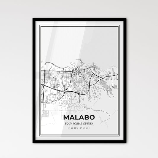 Malabo Equatorial Guinea - Scandinavian Style City Map for Modern Home Decor