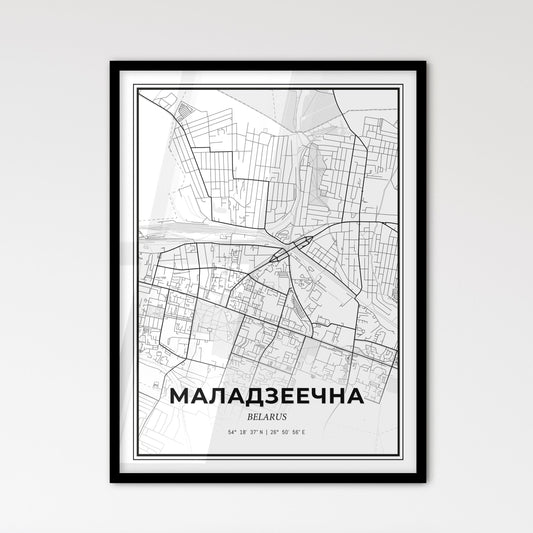 Maladzyechna Belarus - Scandinavian Style City Map for Modern Home Decor