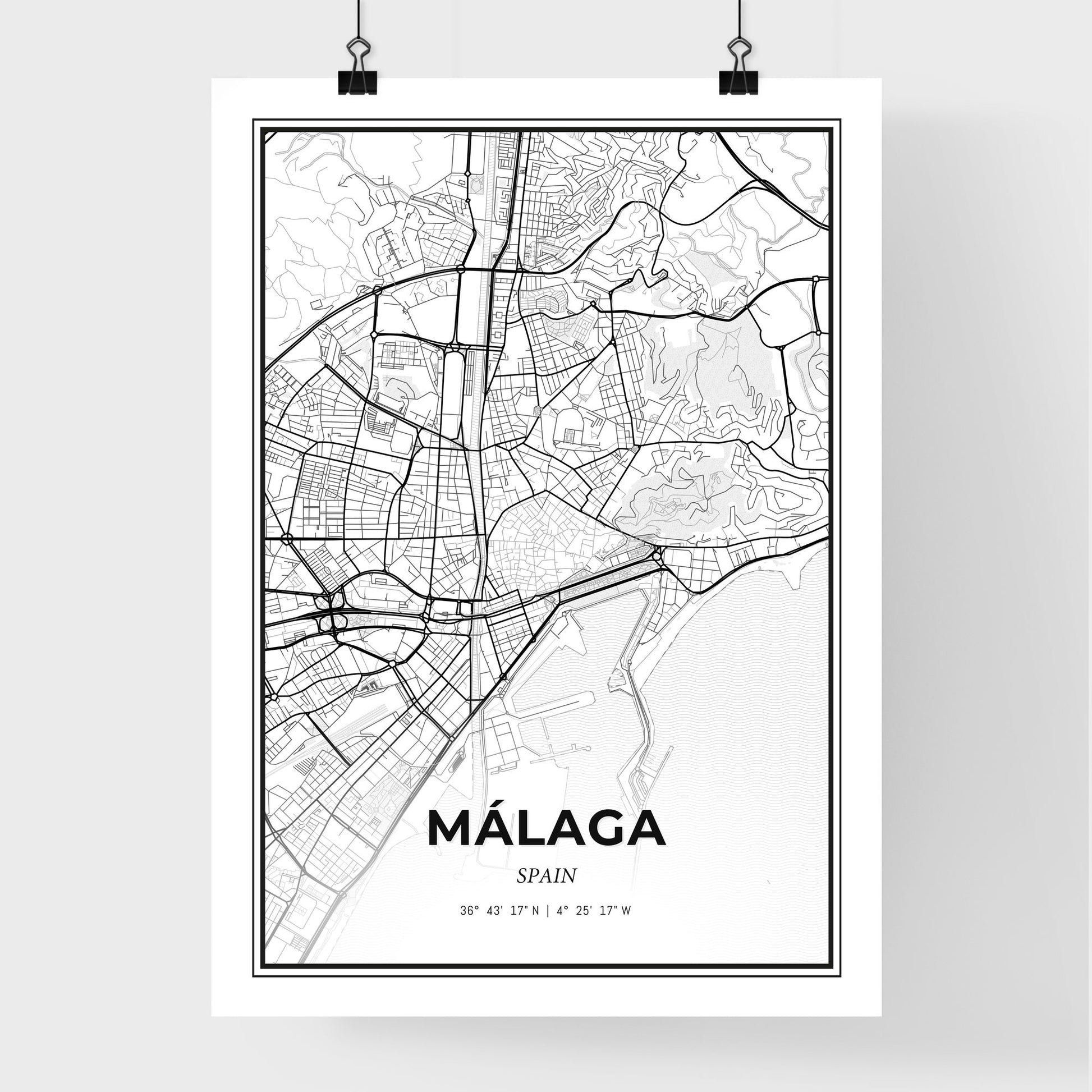 Málaga Spain - Premium City Map Poster