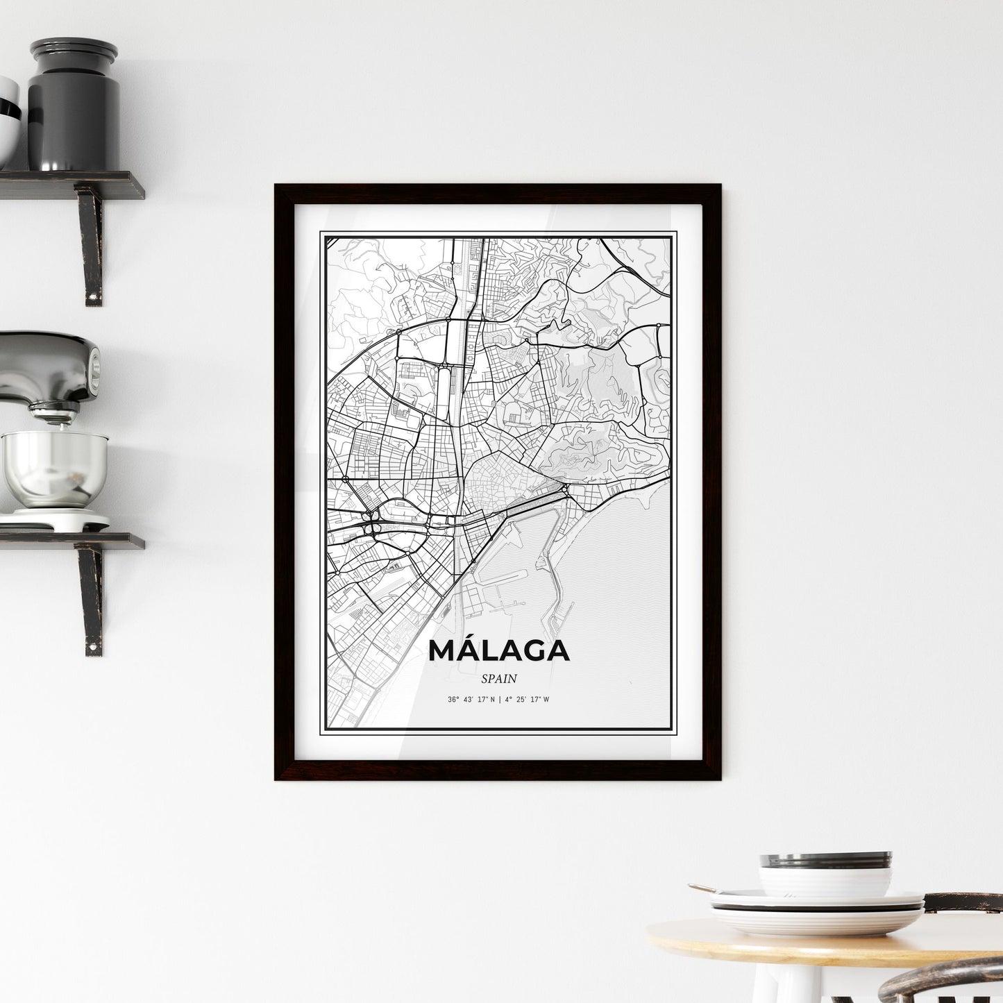 Málaga Spain - Minimal City Map