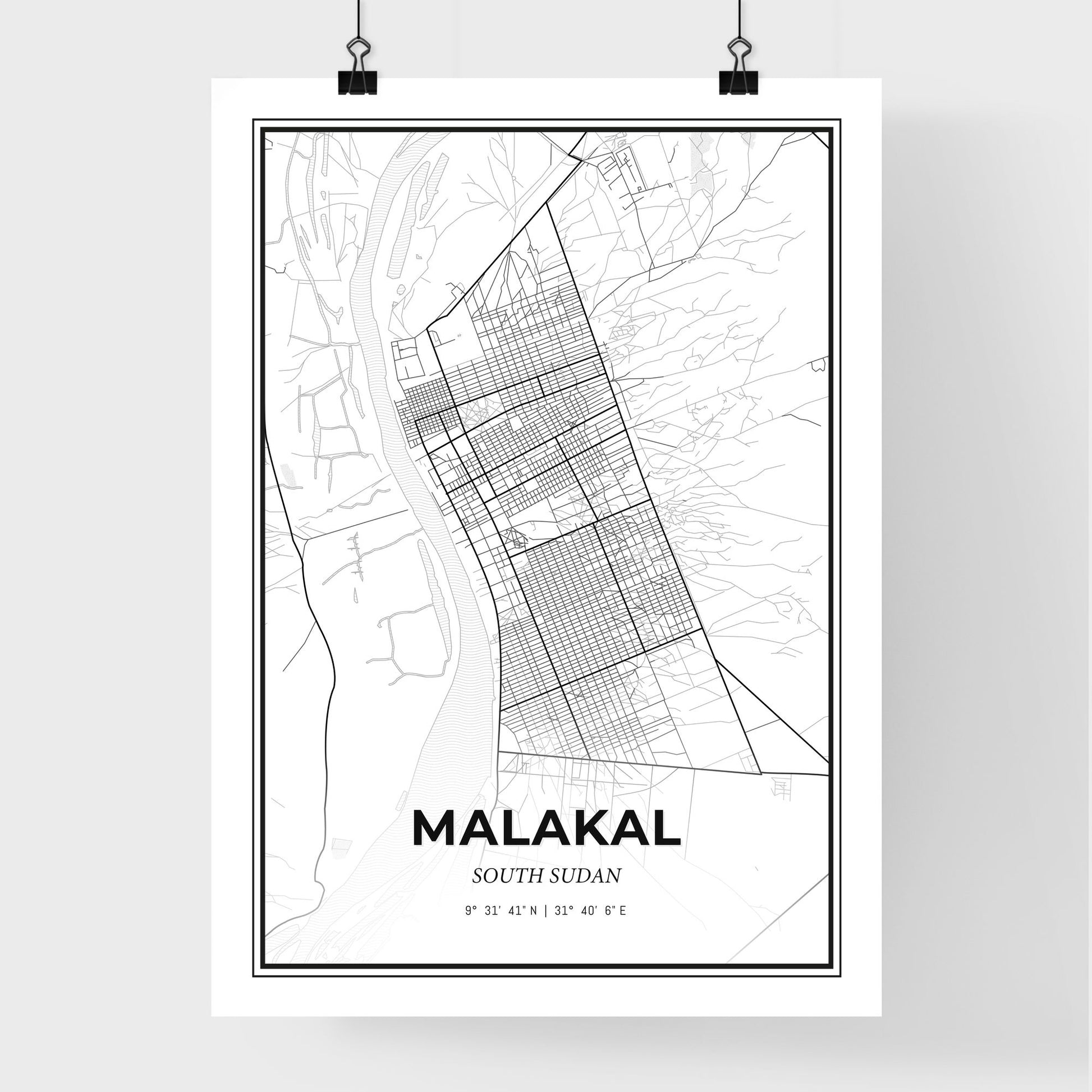 Malakal South Sudan - Premium City Map Poster