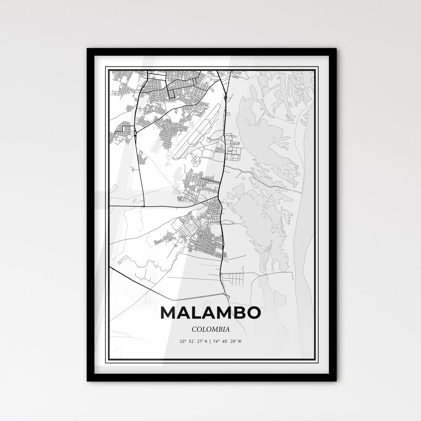 Malambo Colombia - Scandinavian Style City Map for Modern Home Decor